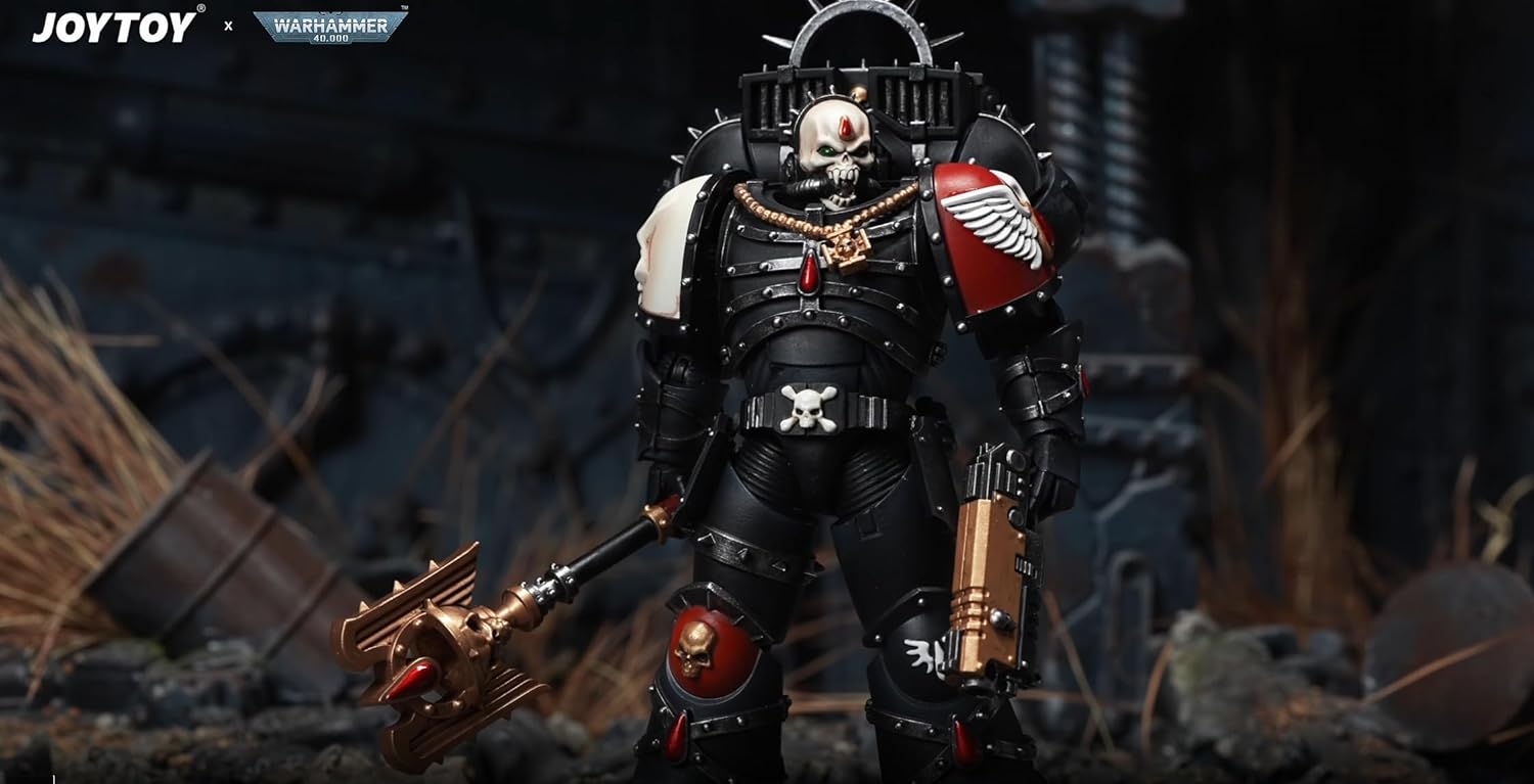 JOYTOY Warhammer 40K Blood Angels 1/18 Action Figures Blood Angels Lemartes with Jump Pack,Blood Crozius and Absolver Bolt Pistol Model Collection Lemartes