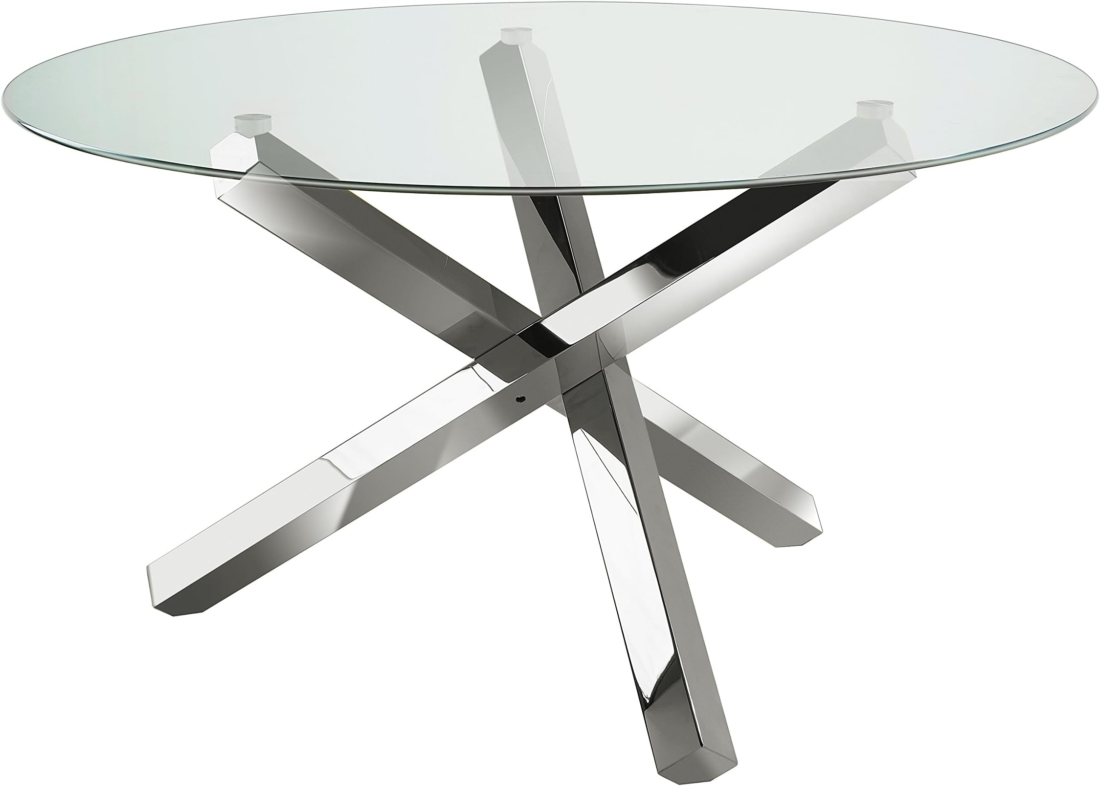 Uptown Club Tory Collection Contemporary Circular Dining Room Table With Crossed Base, Silver