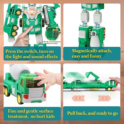 Miniatura 7 de Laradola - Robot transformador para niños de 3 a 8 años, juguete de construcción STEM, 5 en 1, regalo de cumpleaños y Navidad para niños y niñas