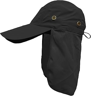 YUSONS Boné de pescoço para homem e mulher, bonés e chapéus proteção UV, bonés de beisebol com cobertura de pescoço dobrável e secagem rápida, tamanho 56-58 cm