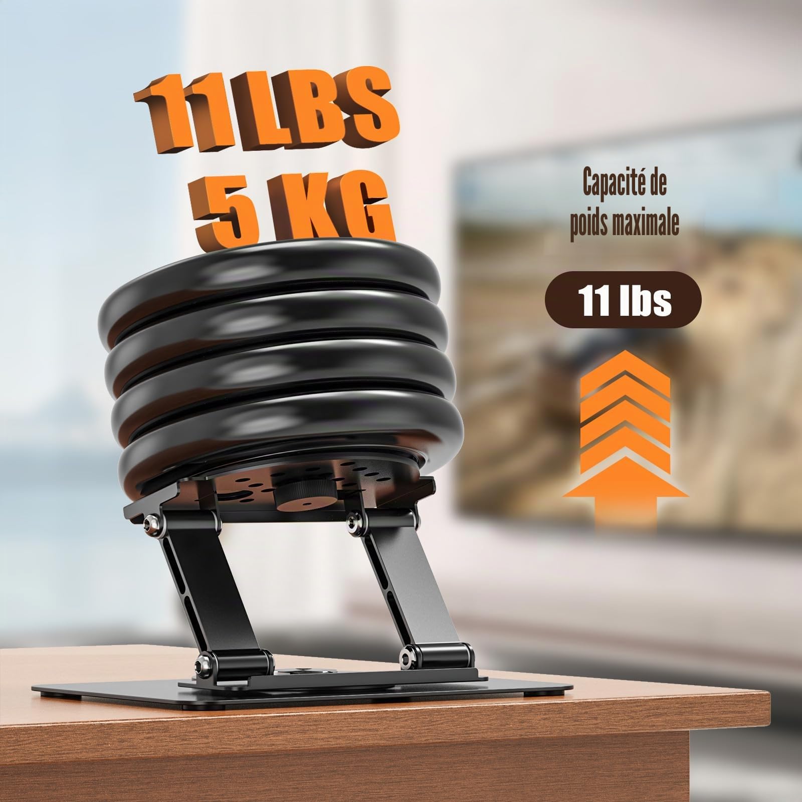 Support de Projecteur de Bureau, Pieds de Projector Rotation à 360°, Support de Projecteur Pliable avec Vis 1/4" pour Home Cinéma, Salle de Jeux, Bureau