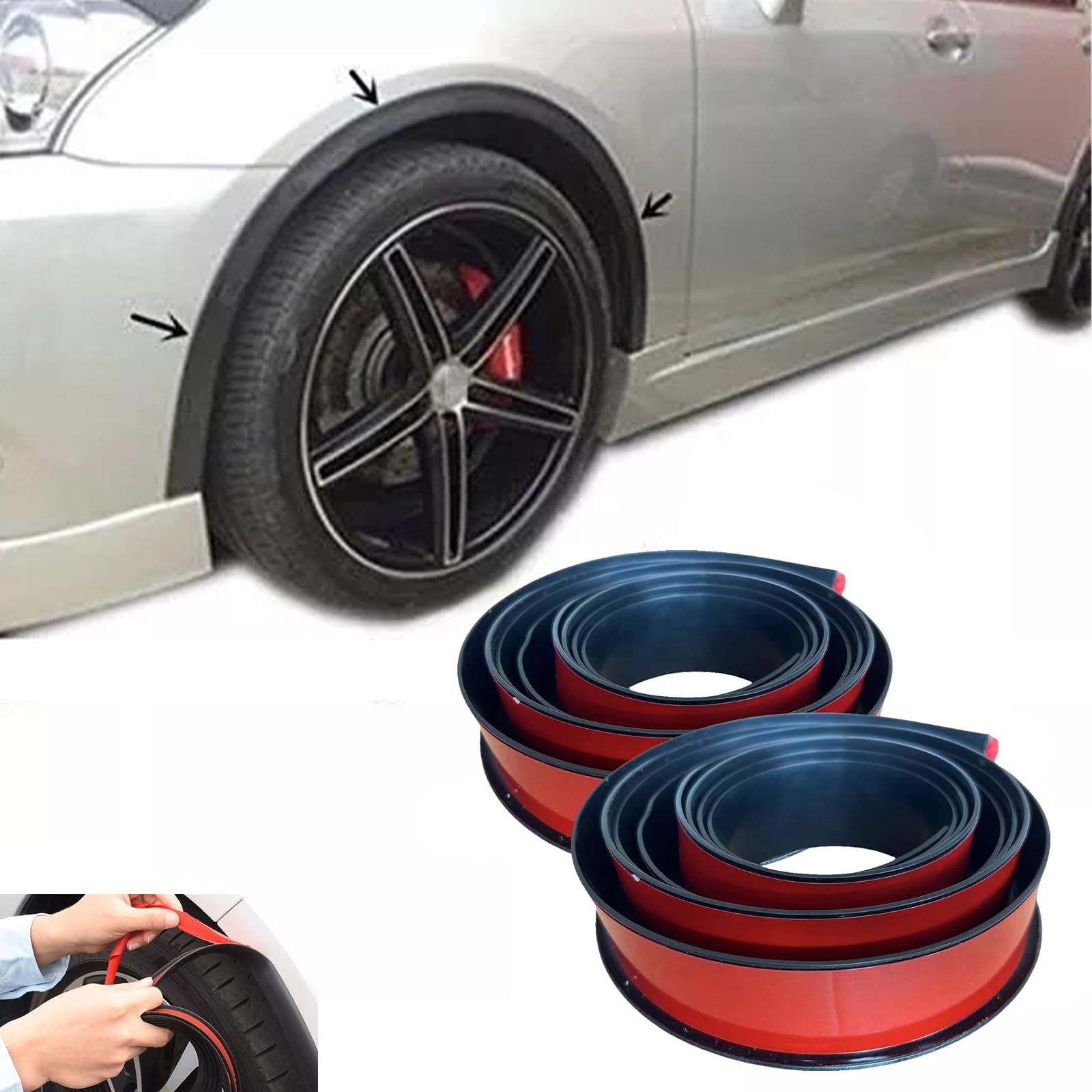 Parafanghi universali 1,5 m x 4,5 cm per auto, forma a fiocco, protezione e decorazione, 2 pezzi