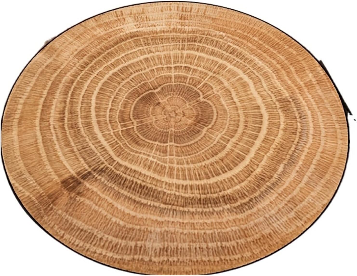 Wood Grain Tree Ring Rug Round Mat Natural Rustic Design Living Room Bedroom Floor Carpet Eco Friendly Soft Texture(60cm-Dia.)