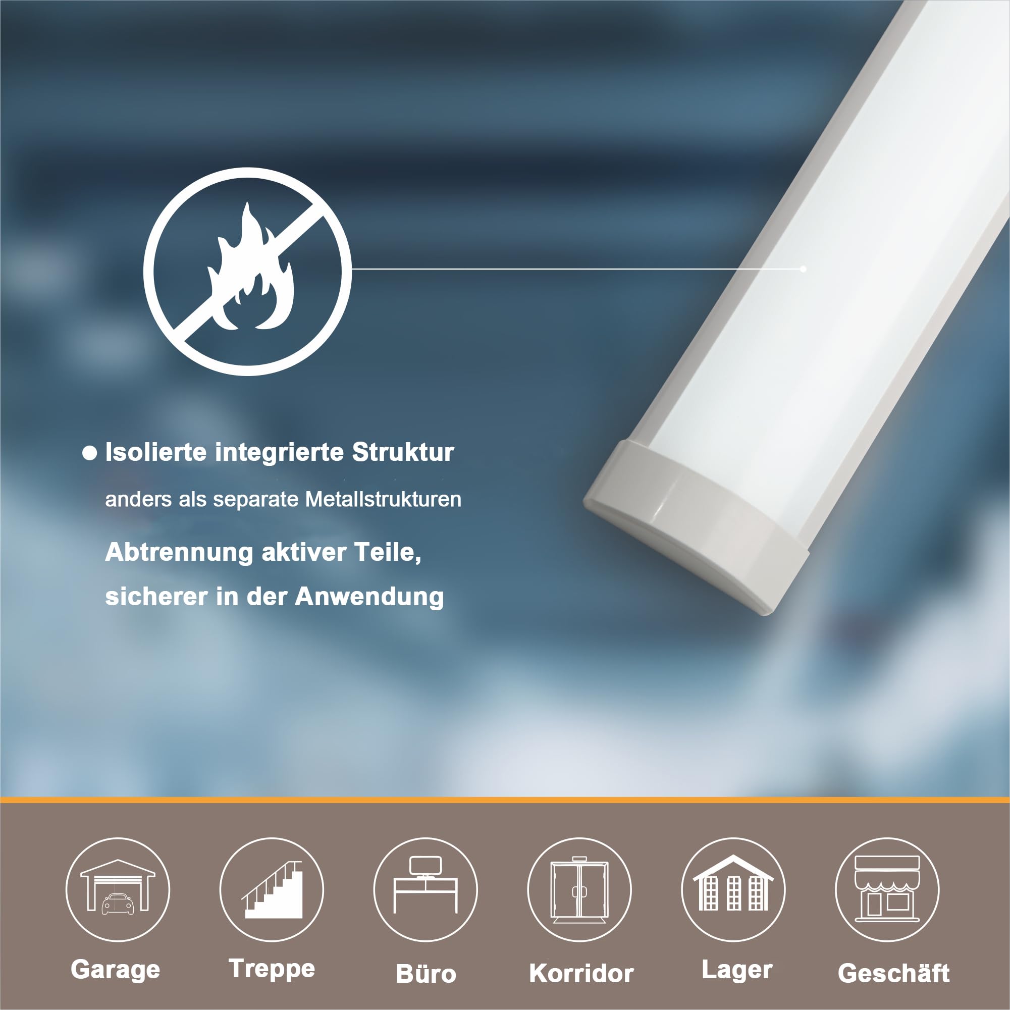 2 Stück LED Röhre 115cm 32W 3350lm Kaltweiß 6500K, Ultradünne Deckenleuchte und LED Leiste, Flimmerfrei, 60cm Vorverkabelt, aus Robustem PC-Material, Ideal für Keller, Werkstatt, Lager und Büro