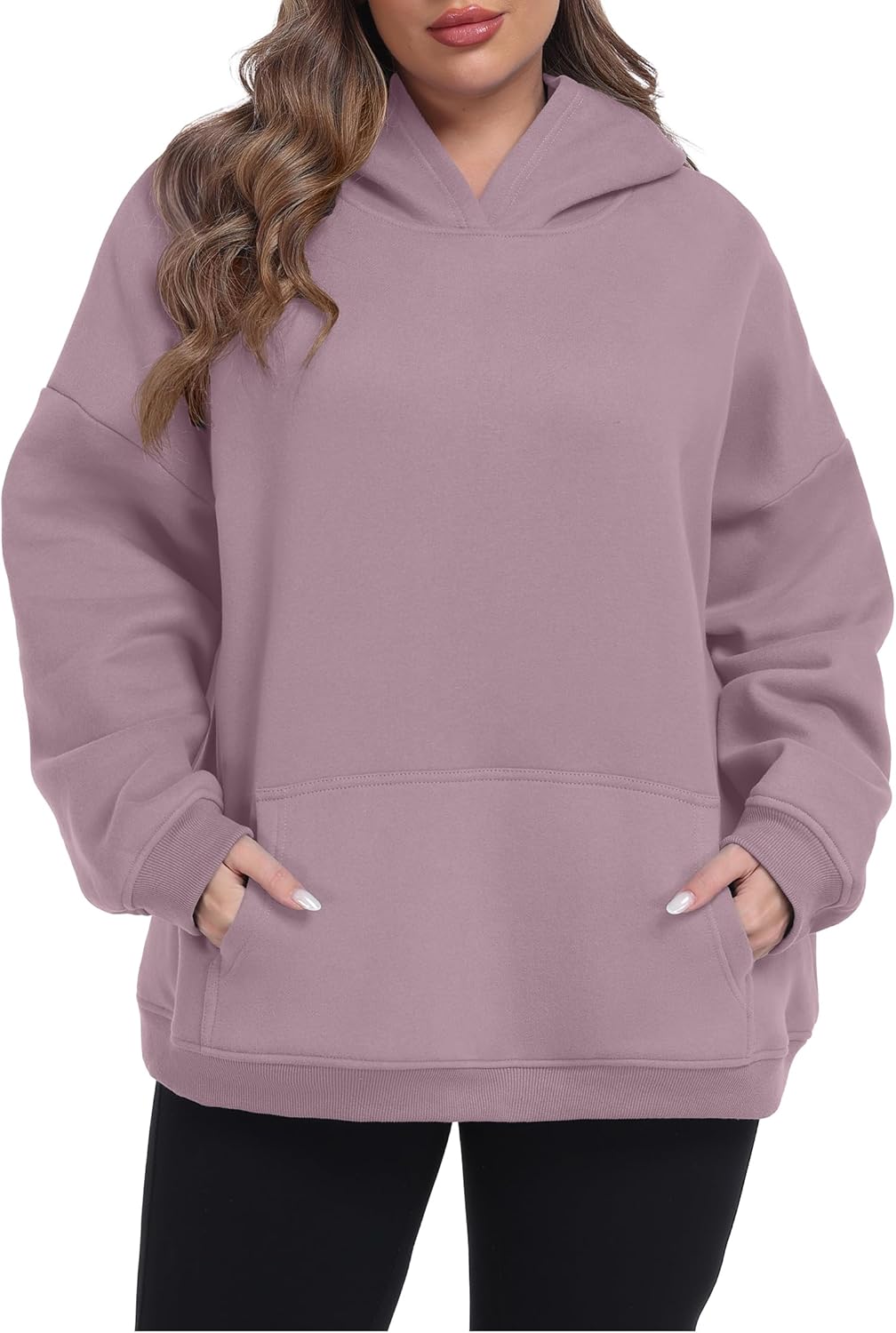 OLRIK Women Plus Size Hoodies Fleece-Lined Thick Sweatshirts with Kangaroo Pocket Cozy Hooded Pullover Fall Winter