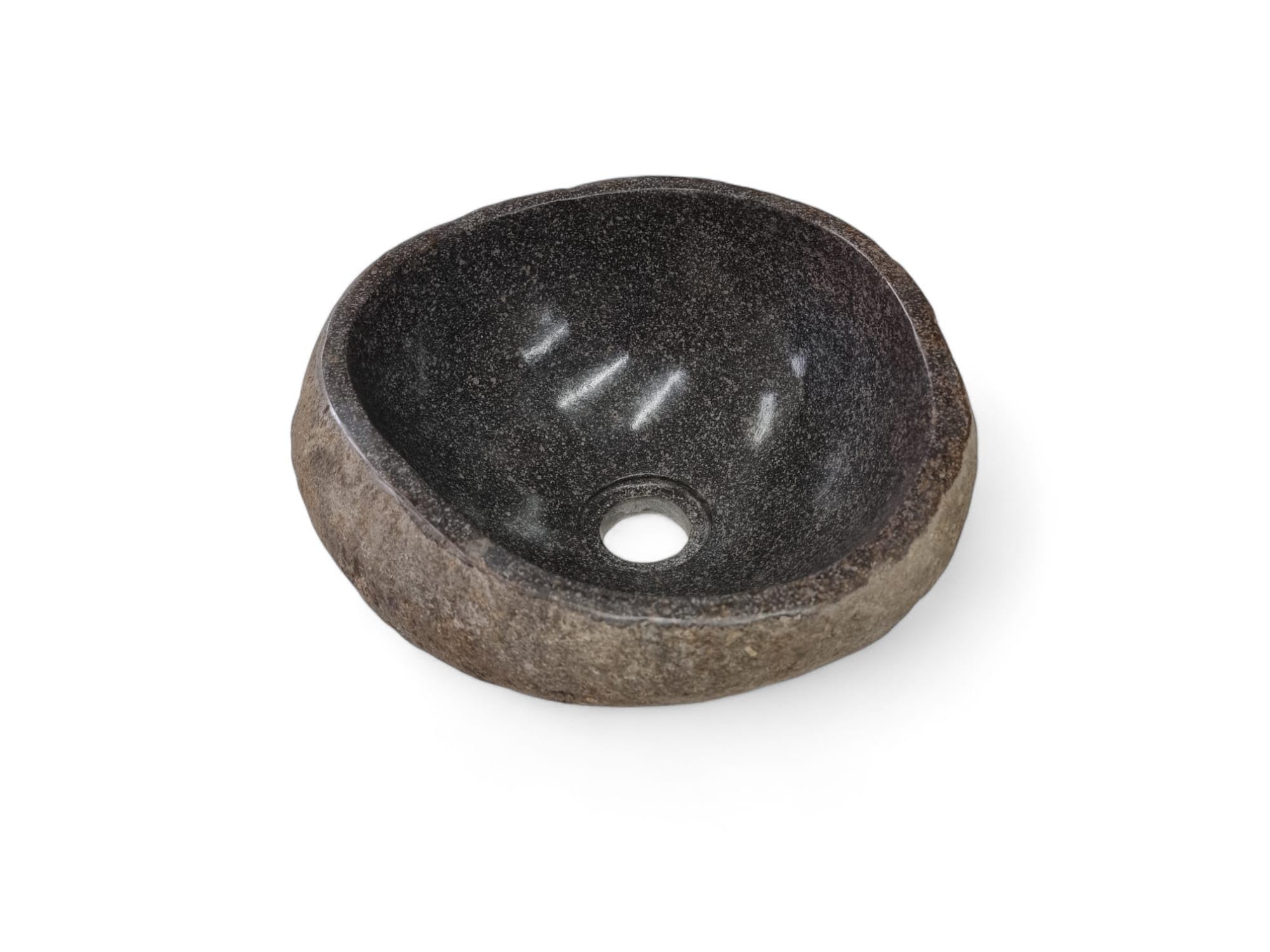 Lavabo en pierre naturelle, fabriqué à la main, en pierre de rivière, 20 cm