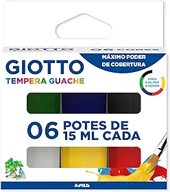 GIOTTO Tempera Guache, Tinta Guache em Pote de 15ml, 6 Cores