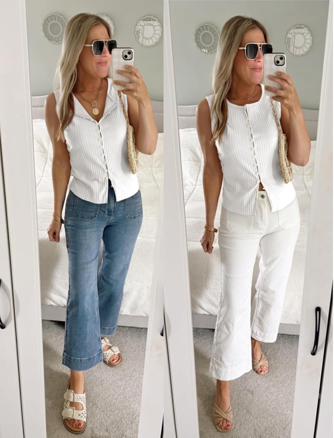 Tankaneo Womens Going Out Tops Summer Cute Ribbed Tank Crop Button Up Vest Top Y2K Sexy Outfits - Image 5