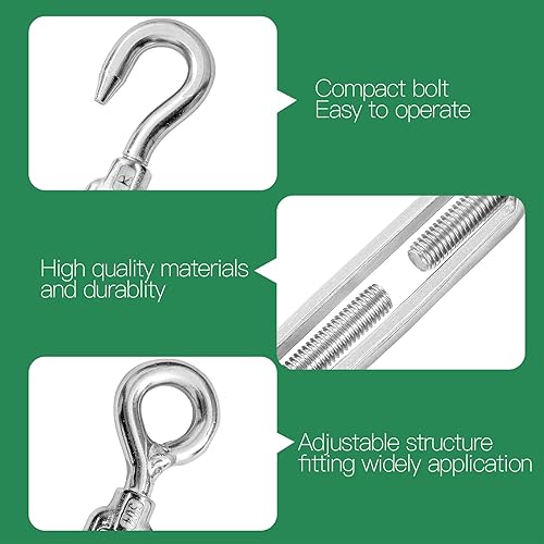 Miniatura 163 de Tensor de ojo y ojo M6, tensor de acero inoxidable 304 resistente tensión de cuerda de alambre 5 PC