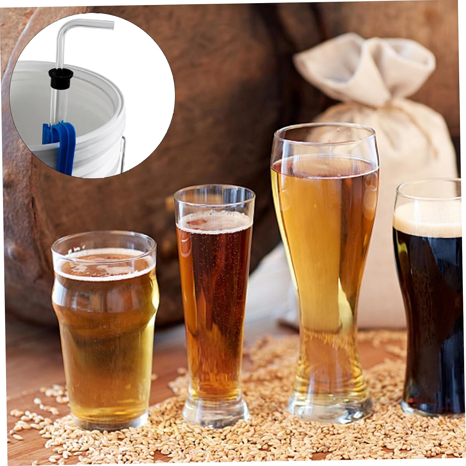 Auto Siphon 14 Inch Homebrew Siphon Pump with Tubing and Clamp Clear Wine Making Kit for Small Batch Beer Kombucha Wine
