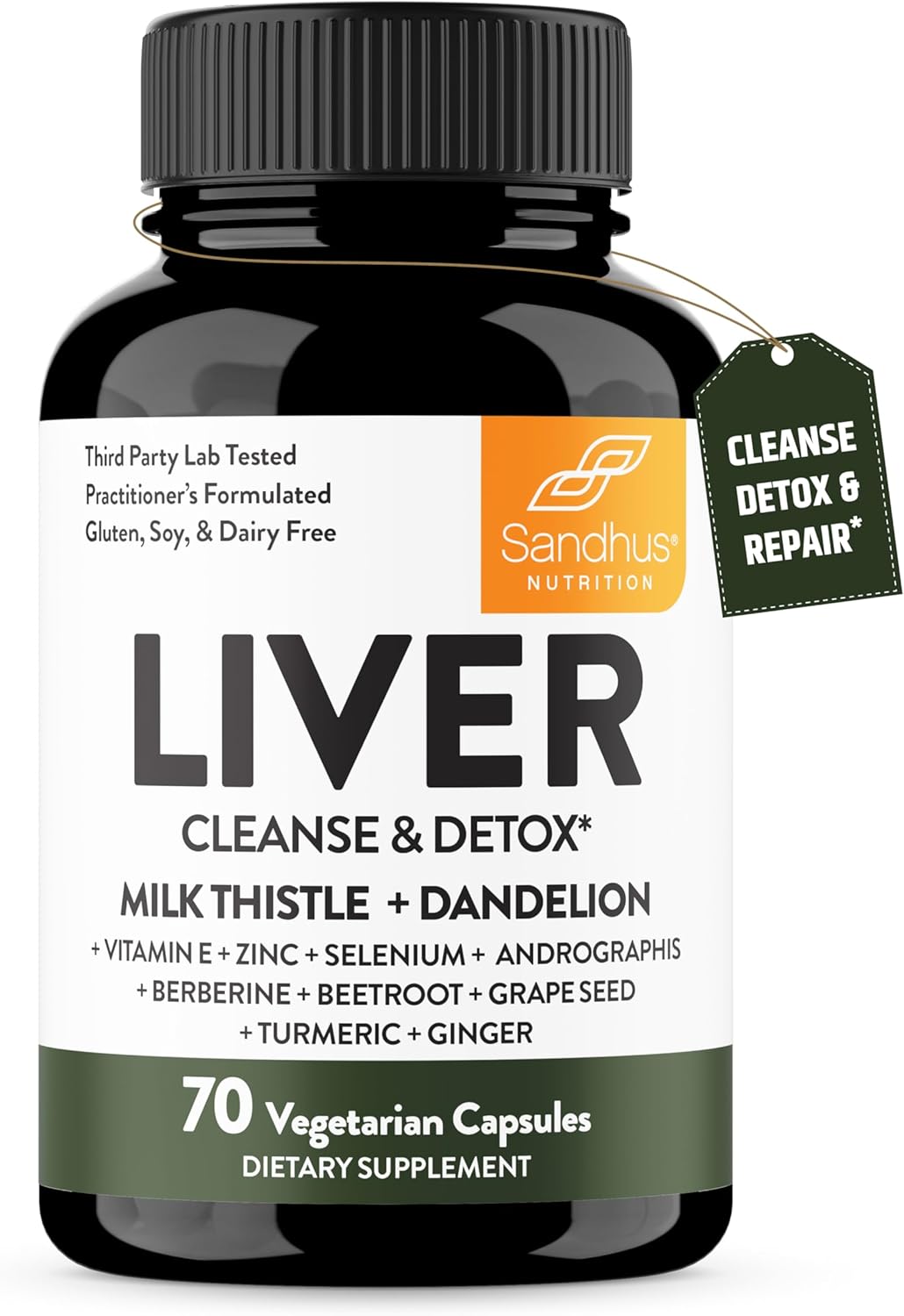 Sandhu’s Liver Renew Cleanse Detox, Repair & Support |70 Capsules| 1 Month+ Supply (Pack of 1)| Herbal Supplement for Liver Health| Milk Thistle Dandelion Root with 9 Minerals