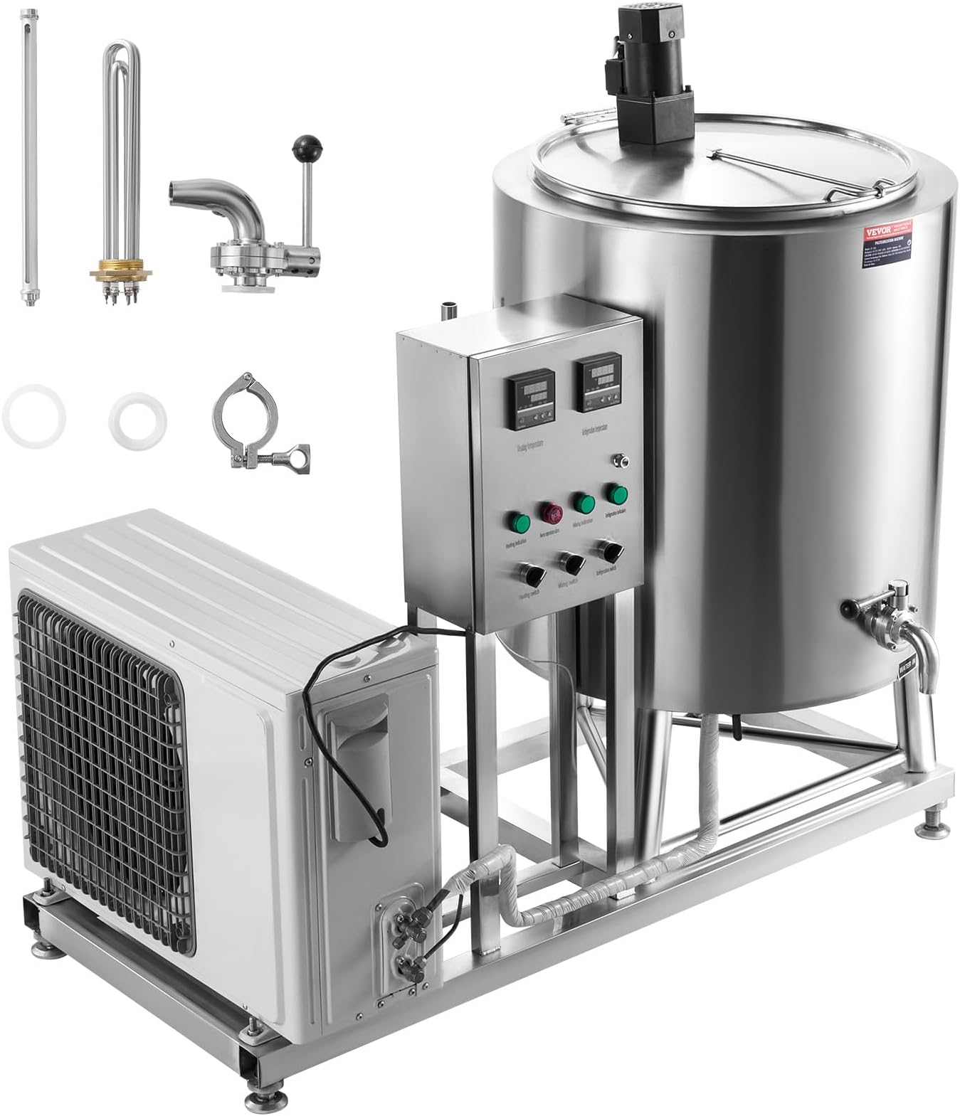 VEVOR Milk Pasteurizer 150L, Commercial Milk Pasteurization Machine, Food Grade 304 Stainless Steel, Professional Pasteurization with Time and Temperature Control, for Milk Juice Yogurt Sterilization