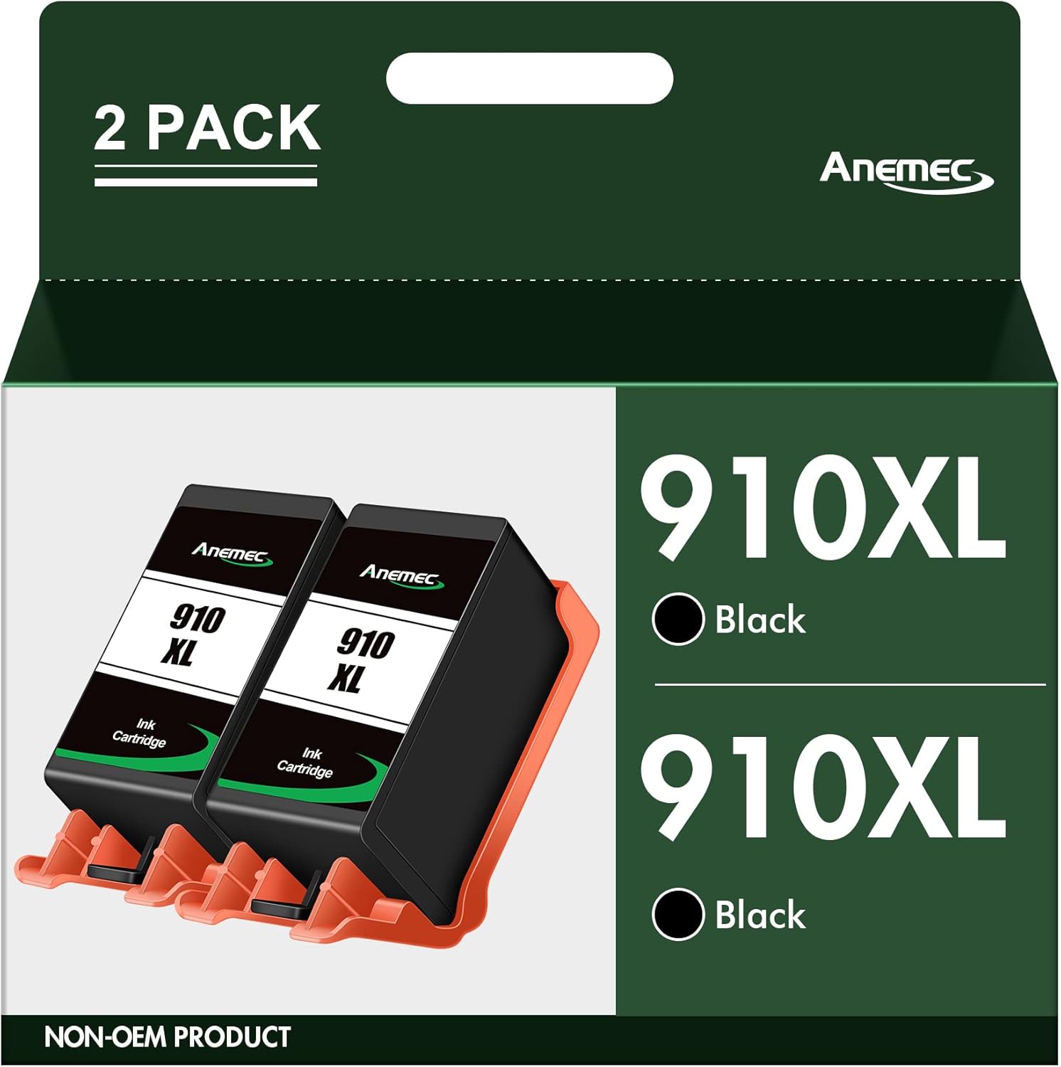 910XL Black Ink Cartridges Combo Pack Replacement for HP 910 XL Compatible with OfficeJet Pro 8020 8025 8028 8035 8030 8010 8015 8018 8022 Printer (2 Black)