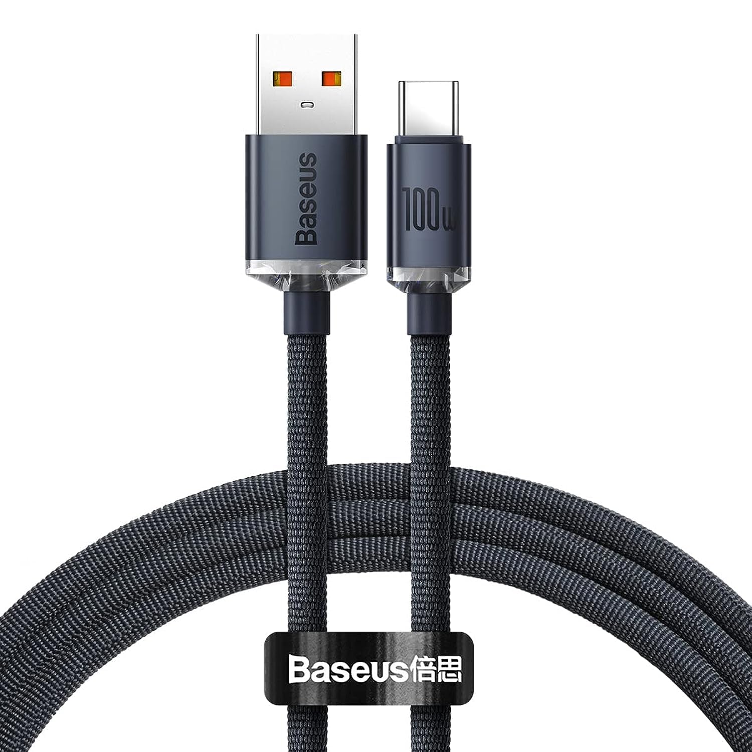Baseus100W USB-A to USB-C Cable Fast Charge, Aluminum Alloy Casing Nylon Braided Type-C Cable for Pad Air/Pro, Samsung Galaxy S21, Huawei, Xiaomi (1.2M) (Black)
