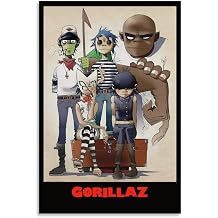 KUCOON Gorillaz Poster Music Poster Rock Band Posters Canvas Wall Art Living Room Posters Bedroom Painting 12x18inch30x45cm