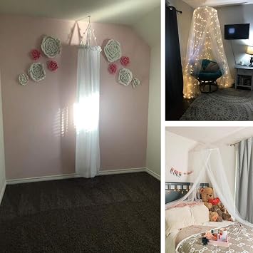 Ceiling Hook Bed Canopy Hanger Mosquito Net Hook Play Tent Hook Ceiling-Mount Bracket Ceiling Hanger with Hardware, Stainless Steel - No Mosquito Net