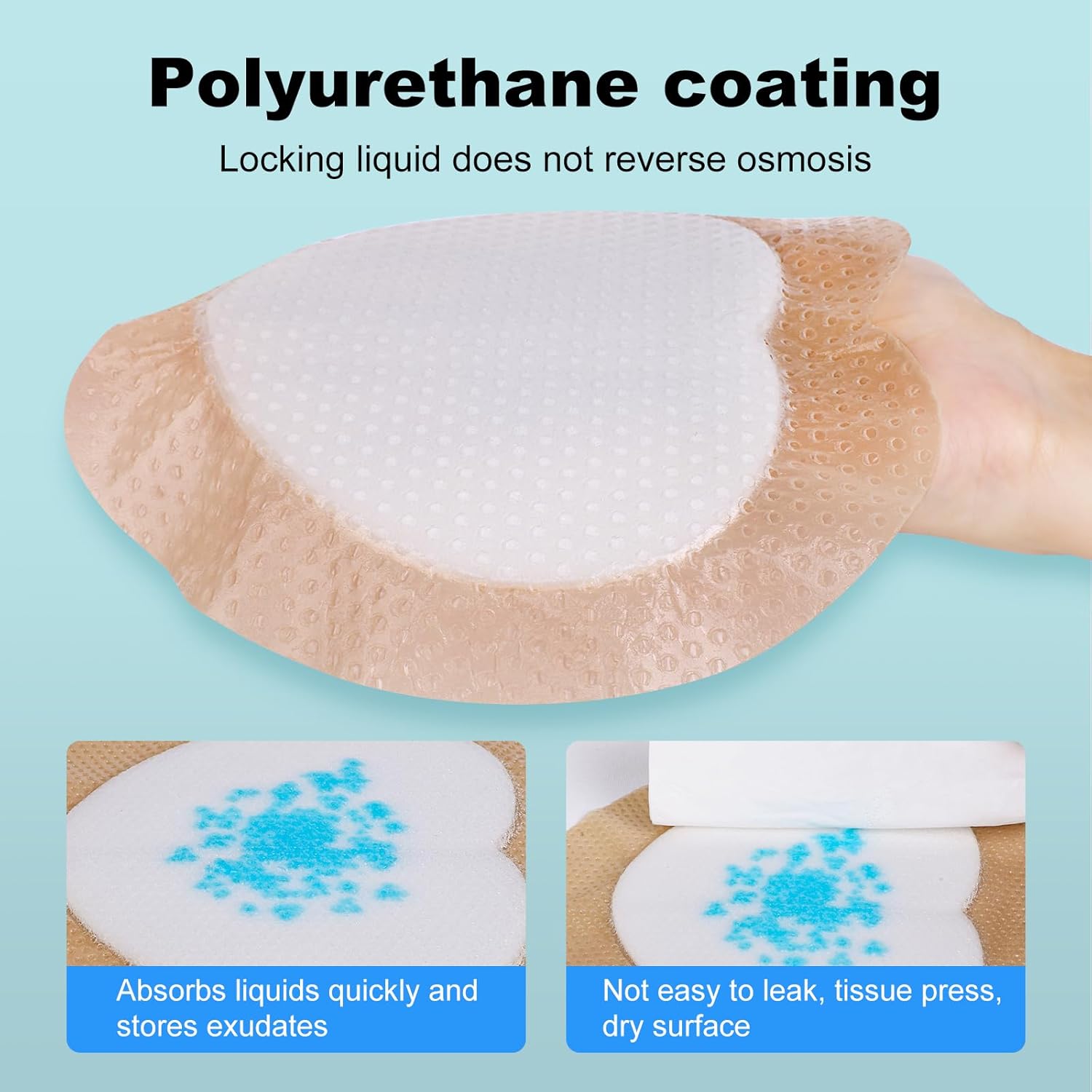 Sacral Foam Dressing, Sacrum Silicone Foam Dressing with Border, 7x7 Large Bandage for Bed Sores On Buttocks, Super Absorbent Pressure Sore Prevention Pads, Waterproof & Breathable Wound Dressing (10) - Image 5