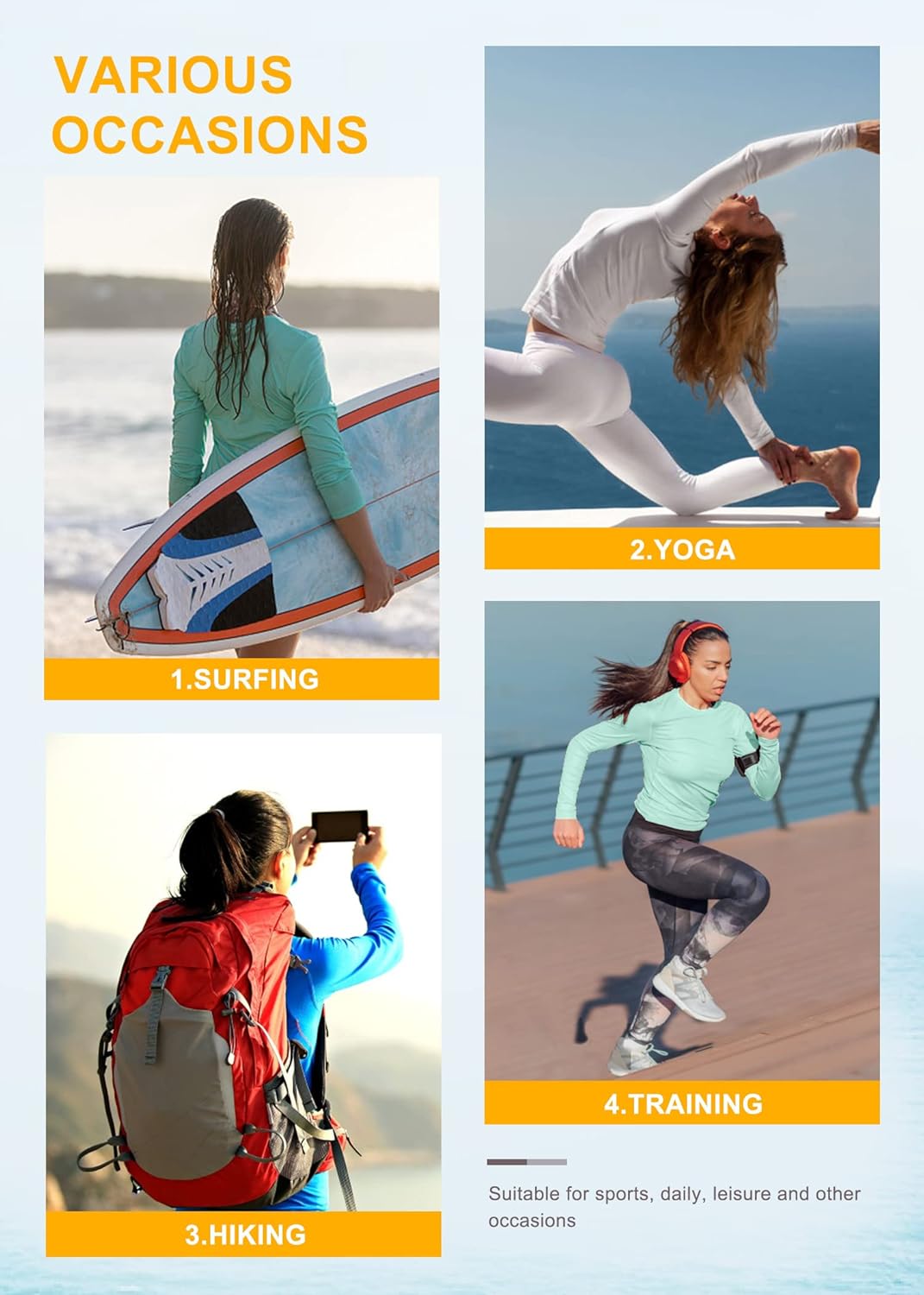 Heathyoga Rash Guard for Women UPF 50+ SPF UV Protection Shirts for Women Long Sleeve Swim Shirts for Woman Sun Shirt - Image 5