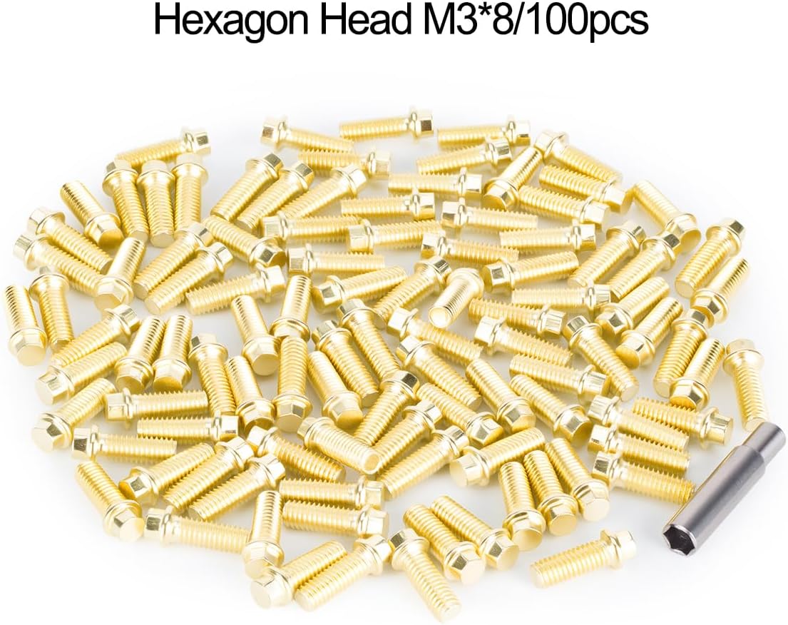 100PCS M2 M3 RC Scale Metal Stainless Screws Kit for 1/10 RC Car Crawler TRX4 TRX6 Axial SCX10 90046 AXI03007 Wheel Rims Upgrade Parts (M3*8mm)