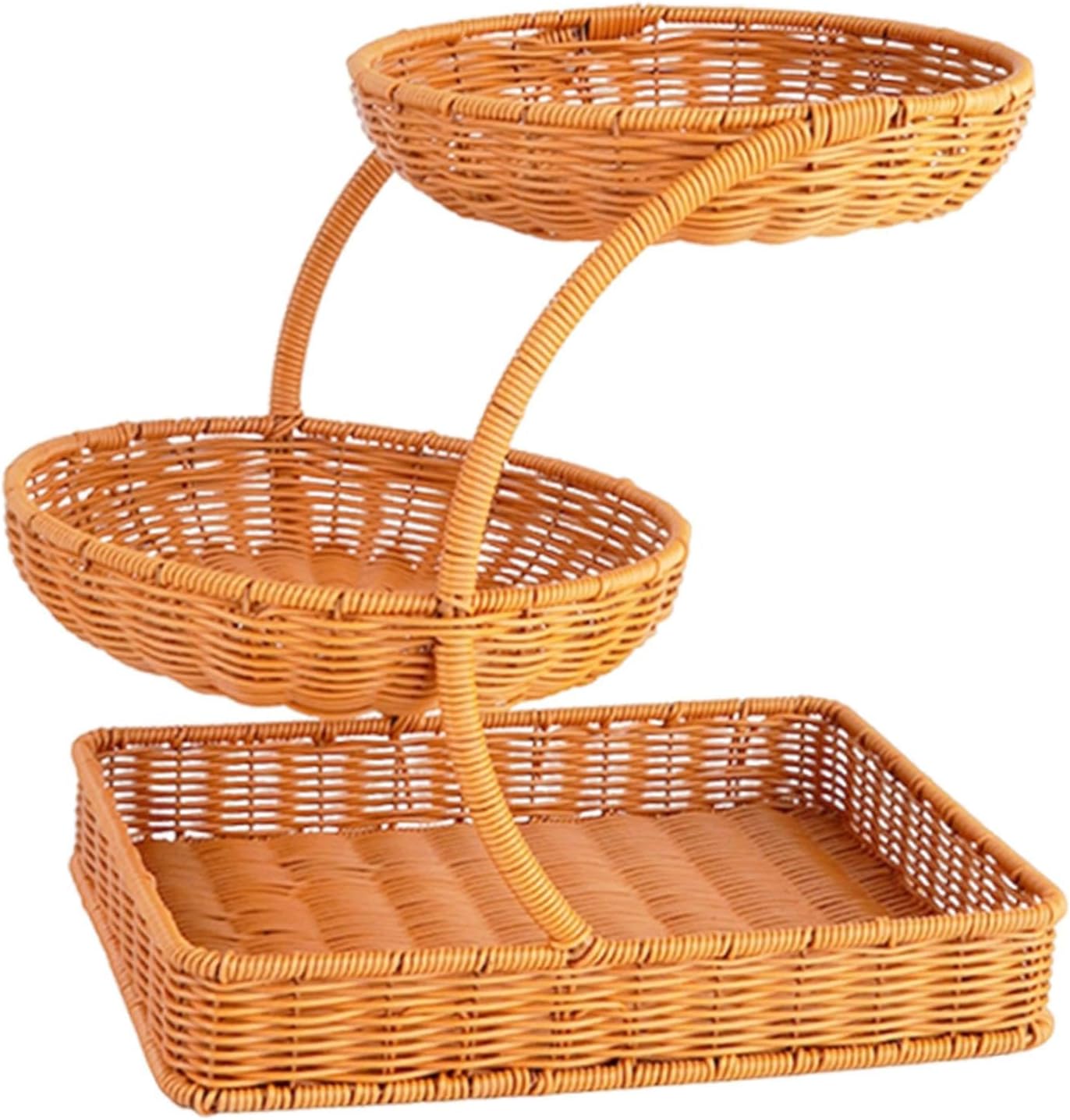 Woven Design Multi Level Fruit Stand Basket Multifunctional 33x25x34cm Accessories for Countertop Sturdy Candy Organizer