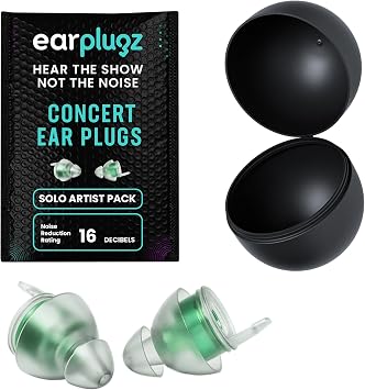 Plugz Lightweight Green High Fidelity Ear Plugs - Easy to Wear Concert Ear Protection, All-Day Comfort Earplugs Noise Cancelling Up to 23dB, One Pair Invisible Ear Plugs in Sleek Portable Case