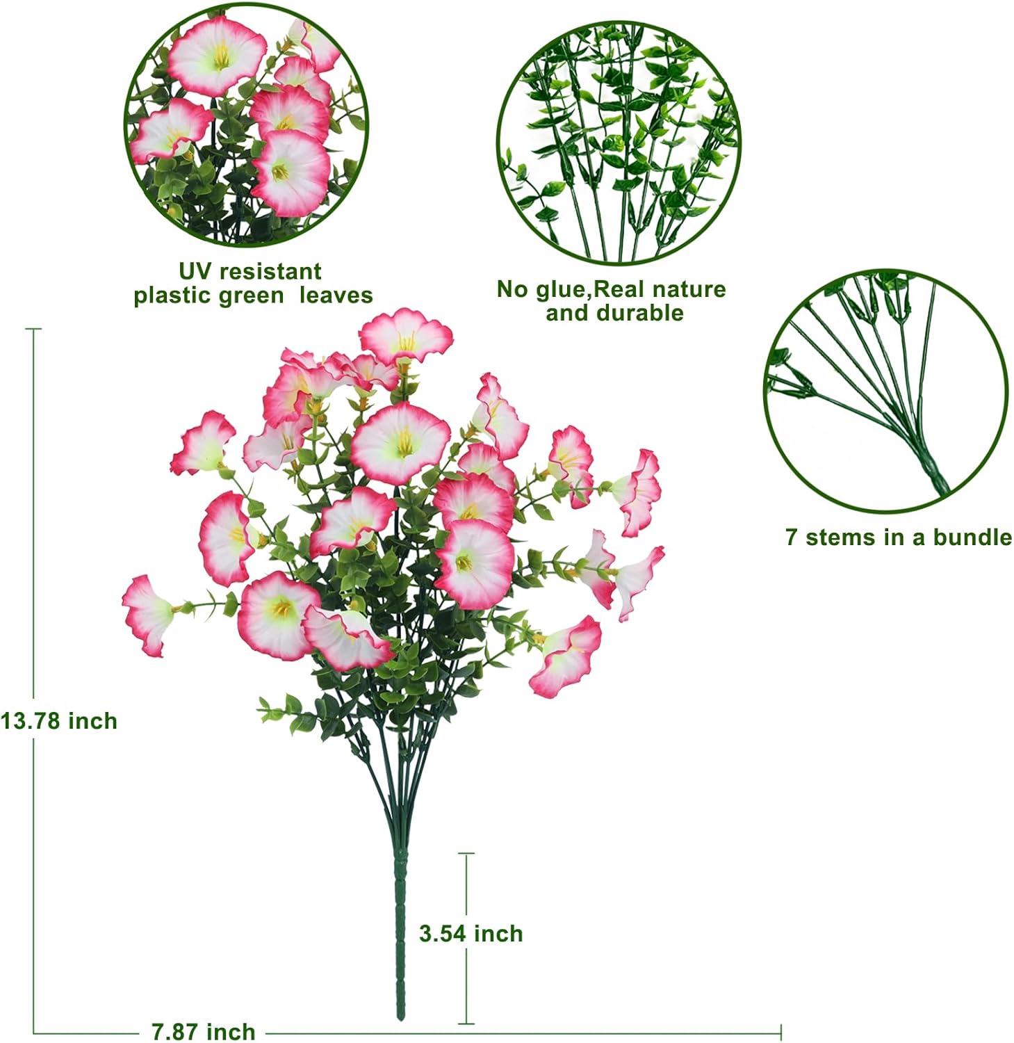 10 Bundles Artificial Flowers for Outdoor,UV Resistant Fake Petunia Flowers,Faux Plants for Outside Hanging Planters,Artificial Plants for Indoor Porch Garden Home Wedding Decor(White and Pink) - Image 5