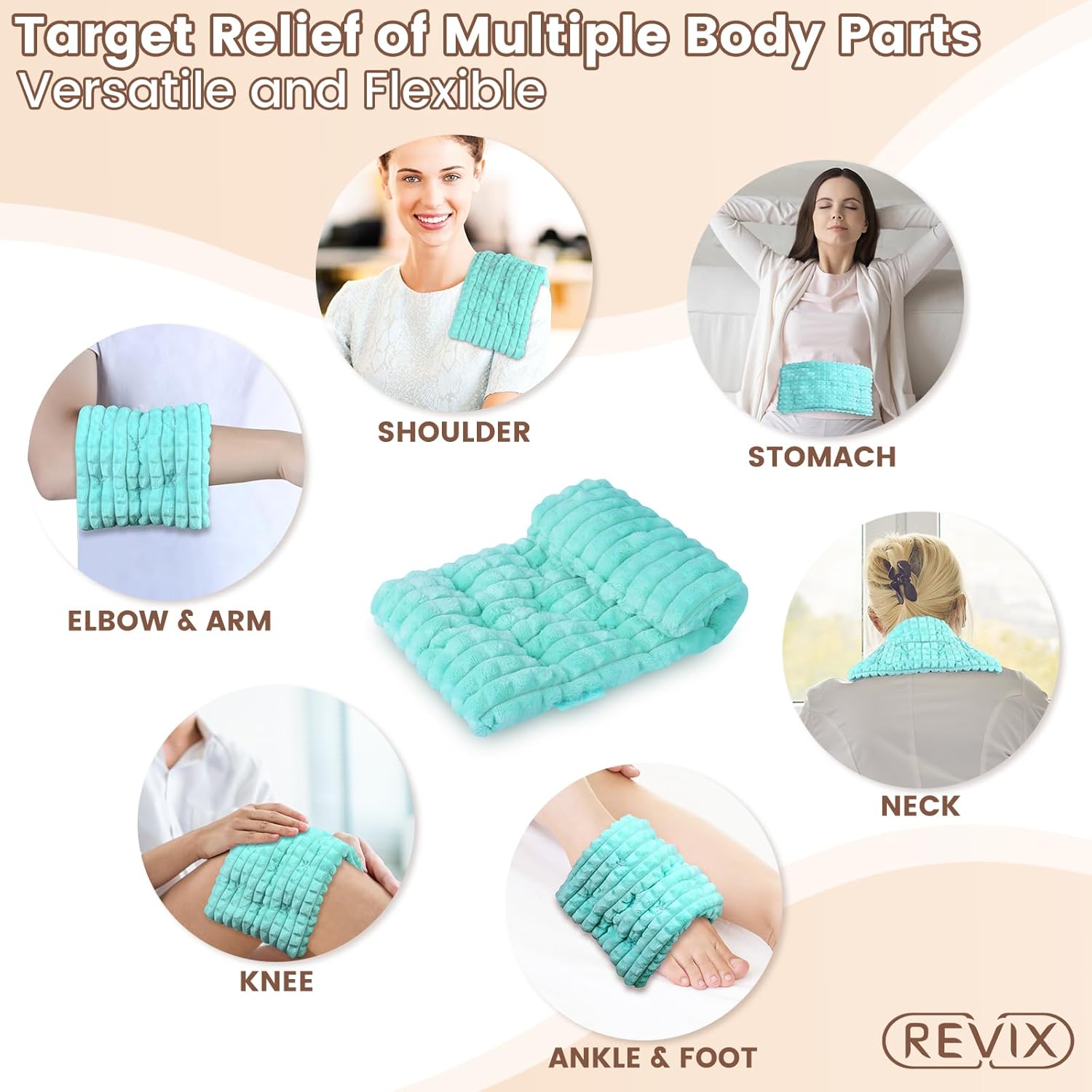 REVIX 6 * 12" Moist Heating Pad Microwavable and Microwavable Booties and Feet Warmers
