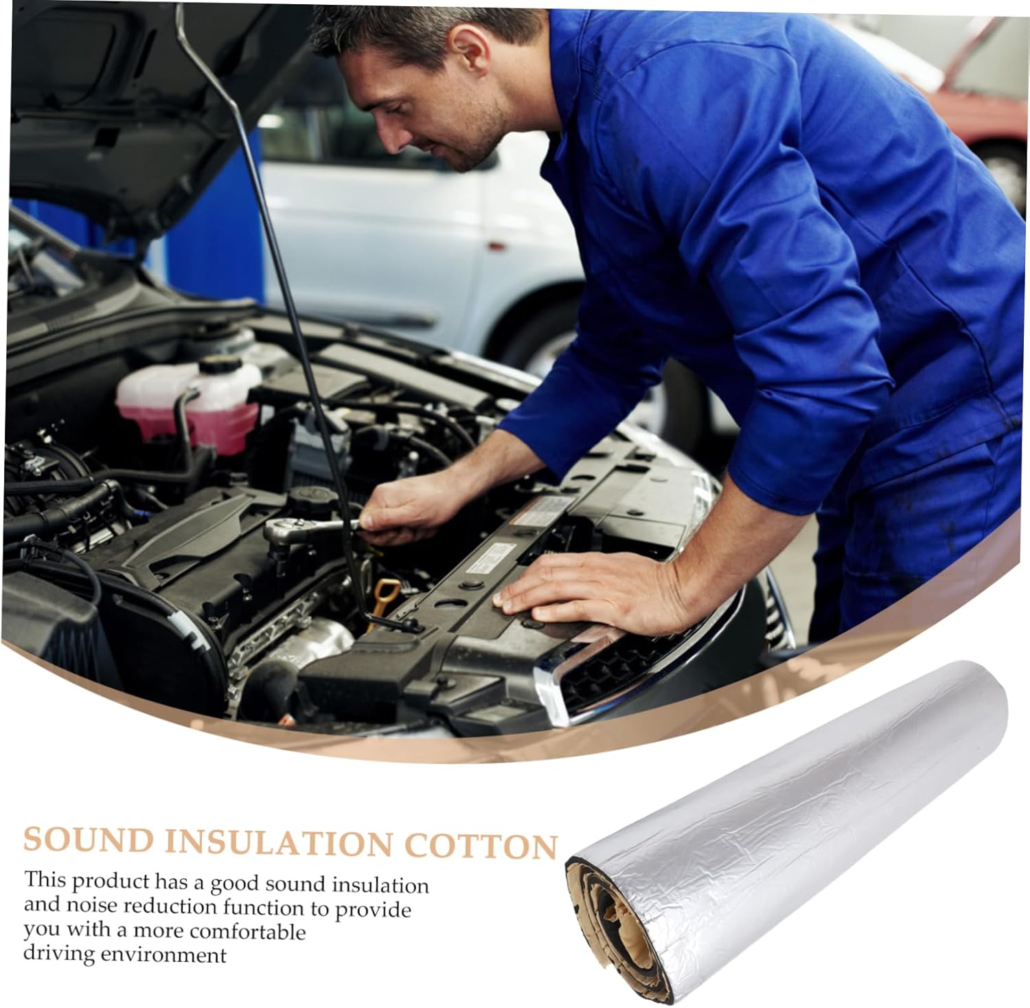 1m x 2m Sound-Absorbing Car Motor Soundproof Pad Reduction Insulation Mat Waterproof Aluminum Foil Reflective Sound Insulation Cotton