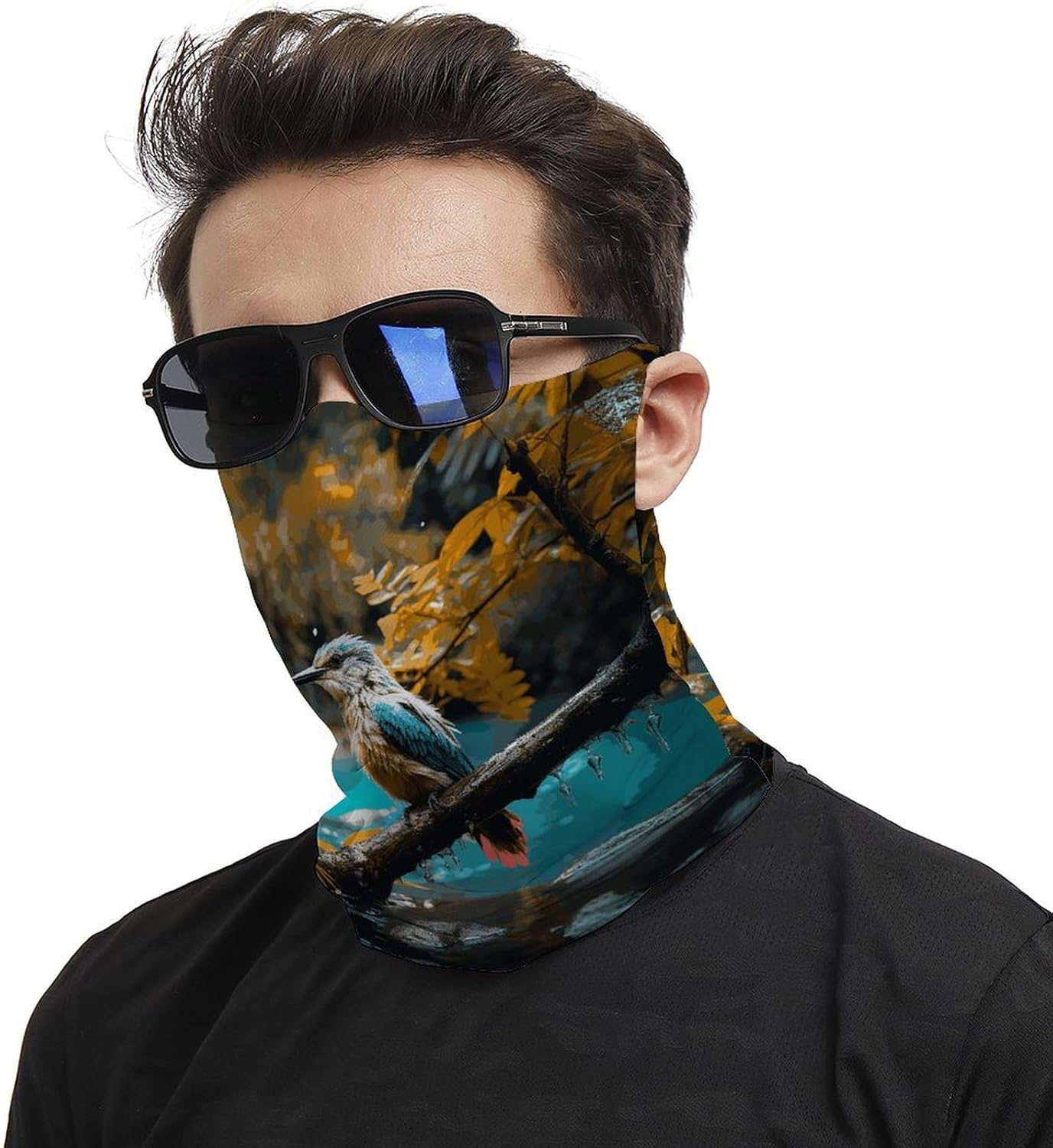 Relaxing Rain and Birds Sounds Neck Gaiter for Men & Women,Cooling Neck Gaiter with Dustproof Breathable,Face Cover As Headwear,Bandana,Neck Gaiters,Head Wraps,Headbands