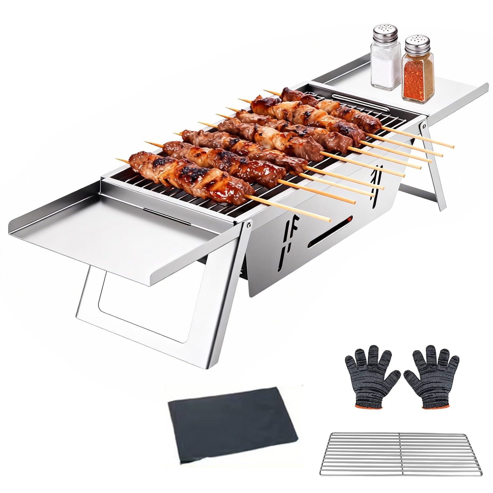 Stufa a Legna Pieghevole da Campeggio per 3 Persone, Barbecue da Esterno, Stufe a Legna in Acciaio Inox, Forno da Campeggio per Campeggio e Picnic