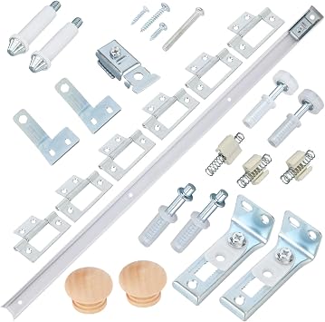 Bifold Door Repair Kit, 48in/122cm Stainless Steel Closet Pocket Sliding Folding Door Hardware Track Kit Bi fold Barn Doors Repair Set for Bedroom Kitchen Bathroom
