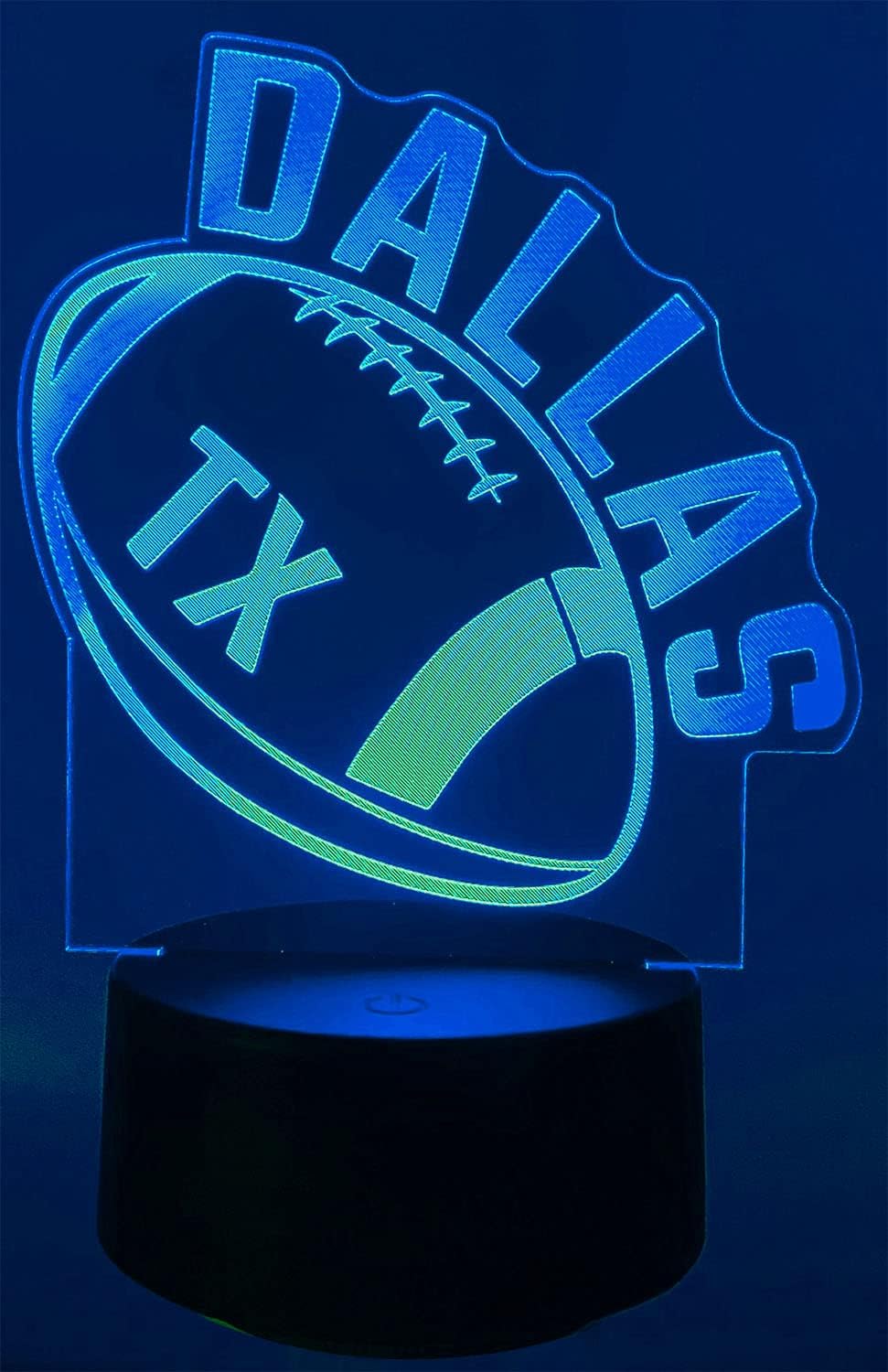 3D ダラスナイトライト 3D イリュージョンランプ 男の子用ギフト 16色変化 リモコン付き 子ども部屋 フットボール装飾照明
