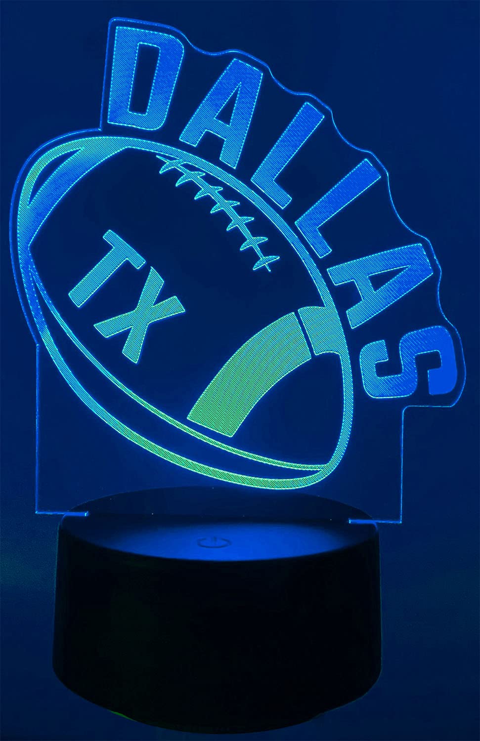 CLORURBANLIVE 3D Football Dallas Night Light 3D Illusion Lamp with Remote Control 16 Color Options Sports Decor Lighting for Fans (Dallas Multicoloured)