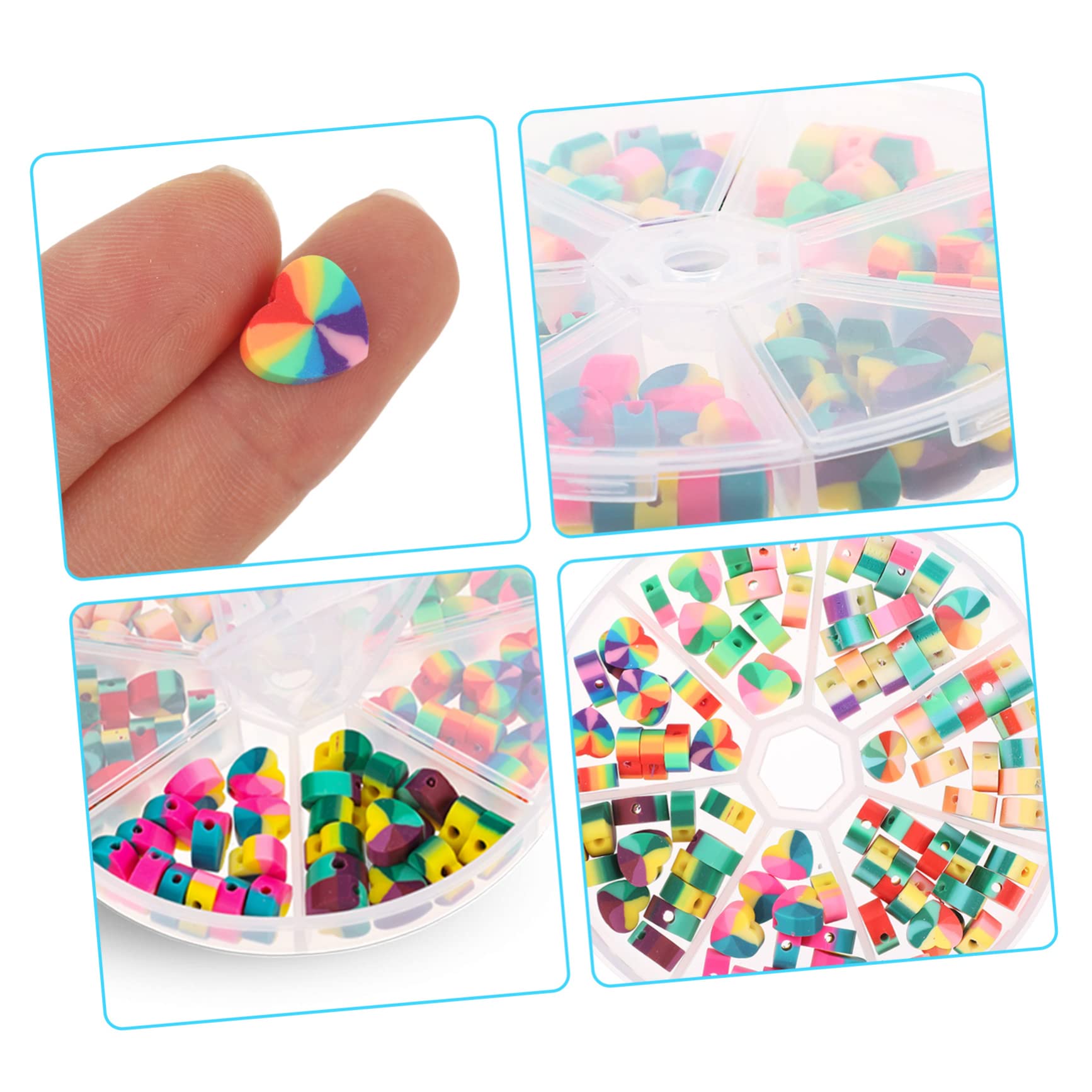 OSALADI 3 Boxen Regenbogen Liebesperlen Spacer Schmuck Herz Groß Für Schlüssel Schnell Diy-perlen Abstandsperlen Zum Basteln Polymer-ton
