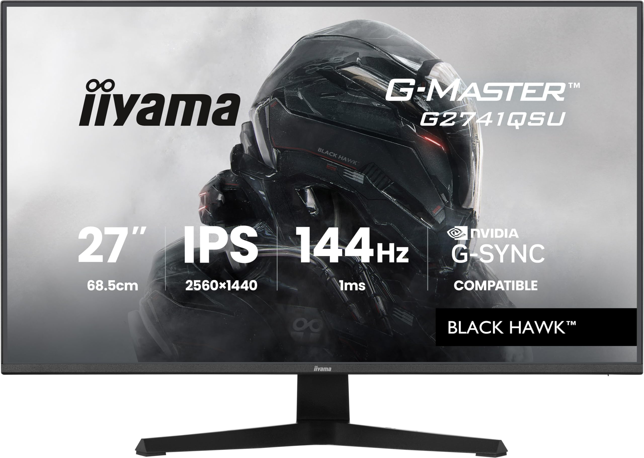 iiyama Ecran G-Master Black Hawk, G2741QSU-B1, IPS, Adaptive Sync, 2560x1440@144Hz, 1ms, Haut-parleurs, HDMI/DP/USB HUB, Black Tuner, NVIDIA G-Sync Compatible