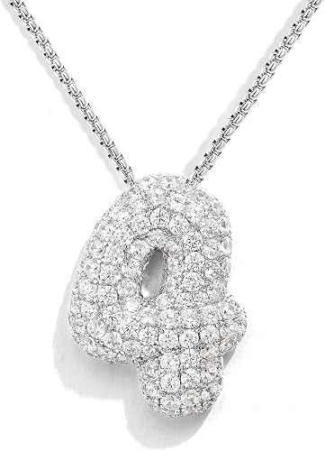 KissYan 14K Gold Plated Bubble Number Pendant Necklaces for Women(S4)