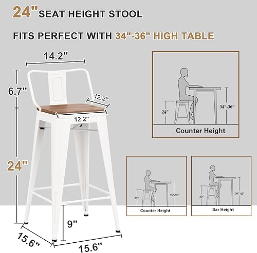 Miniatura 52 de Changjie Furniture Juego de 4 taburetes de bar giratorios de 26 pulgadas con respaldo, taburetes de bar industriales para isla de cocina (giratorios
