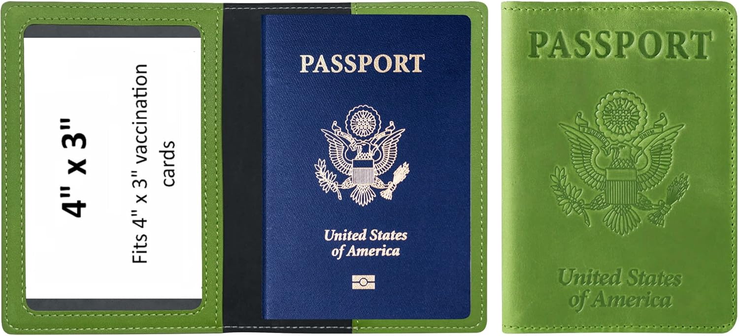  | Ciana PU Leather Passport Cover and Card Holder Combo Slim Passport Holder with Card Protector Slot (Green) | Passport Covers