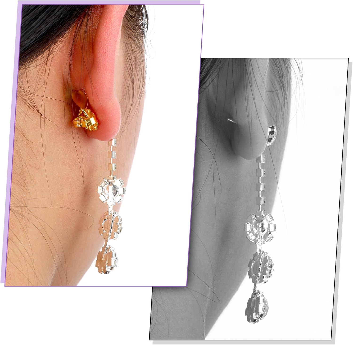4 Pairs Earring Backs for Droopy Ears, Earring Lifter for Heavy Support Backs Large Backing Studs Secure Backers for Earlobe Stretched Earlobes Big Studs (Heart) - Image 2