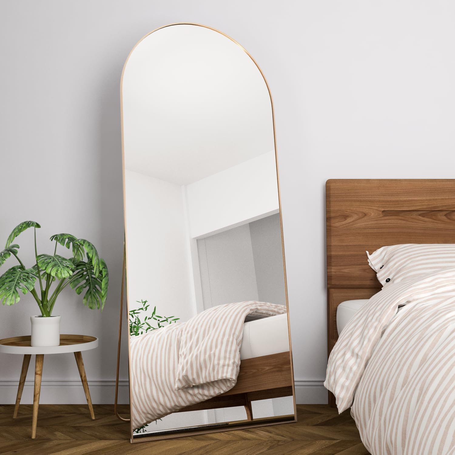 Full Length Mirror 65"x24", Large Arched Body Floor Mirror with Stand, Wall Mirror Standing Hanging or Leaning Against Wall for Bedroom, Sleek Arched-Top
