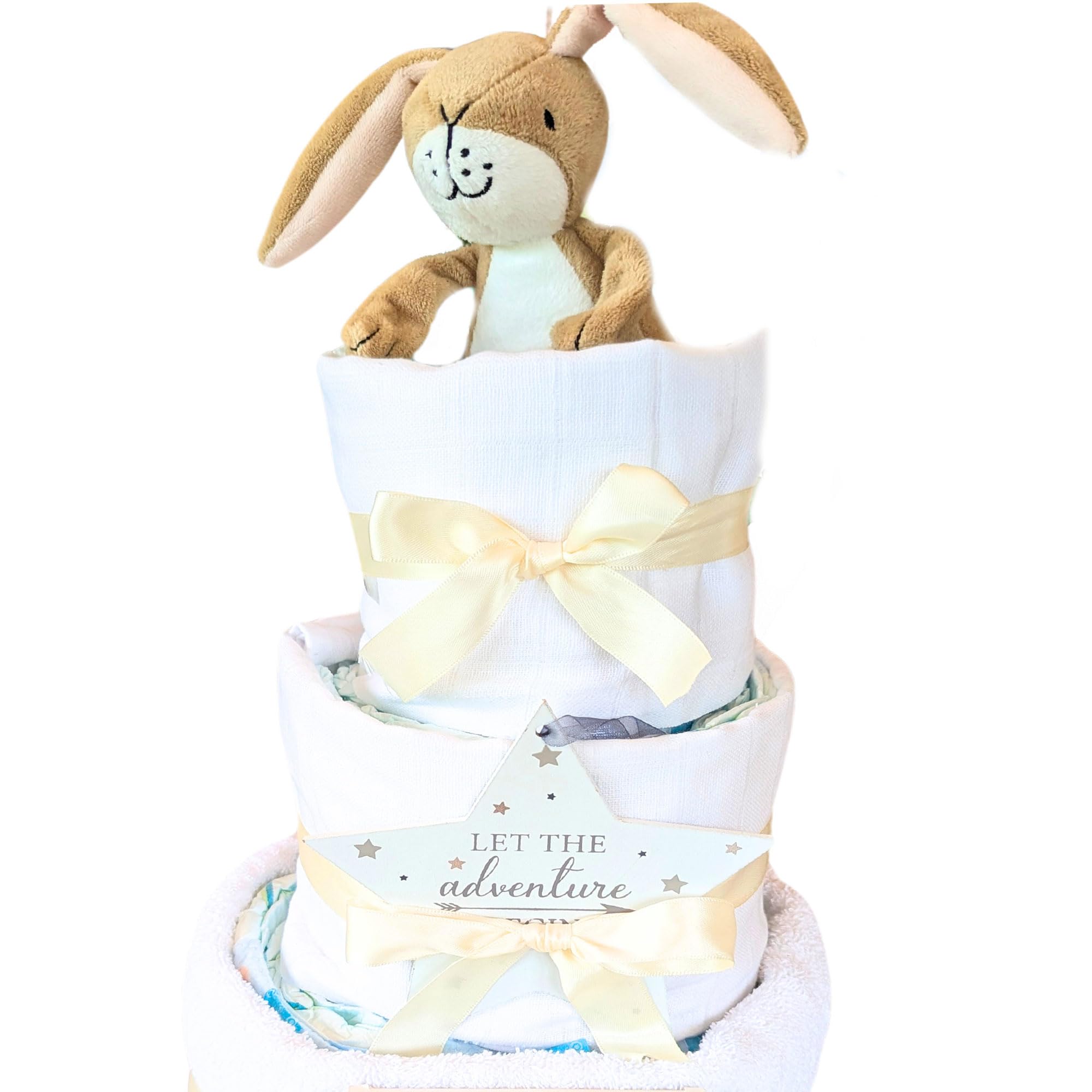 Welcome to The World New Baby Gift for New Parents & Newborn Baby White Guess How Much I Love You new Baby Gift hampers Nappy Cakes