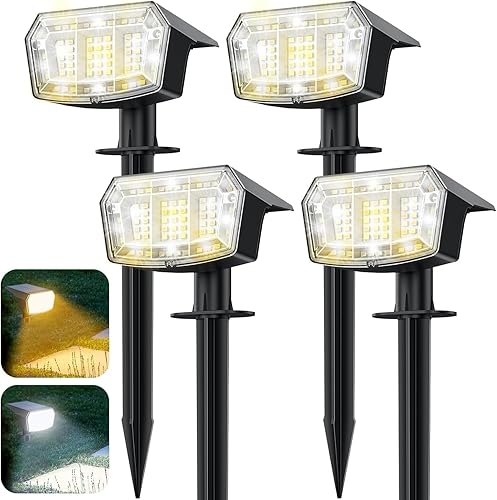Miniatura 1 de Luces solares para exteriores, 63 LED, 5 modos cálidoblanco 2 en 1, IP65, impermeables, luces solares para exteriores, 50000 horas de vida útil,