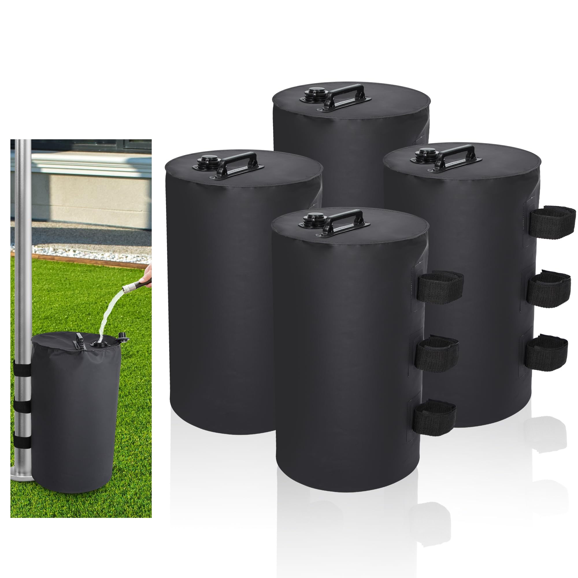 4-Pack Canopy Water Weight Bag, 88 LBS, 20 L Black Water Tent Weights, Leg Weights for Pop Up Canopy, Sandbags Tents, Strong Windproof for Pop up Canopy, Gazebo, Shelter, Durable, Easy to Store & Use