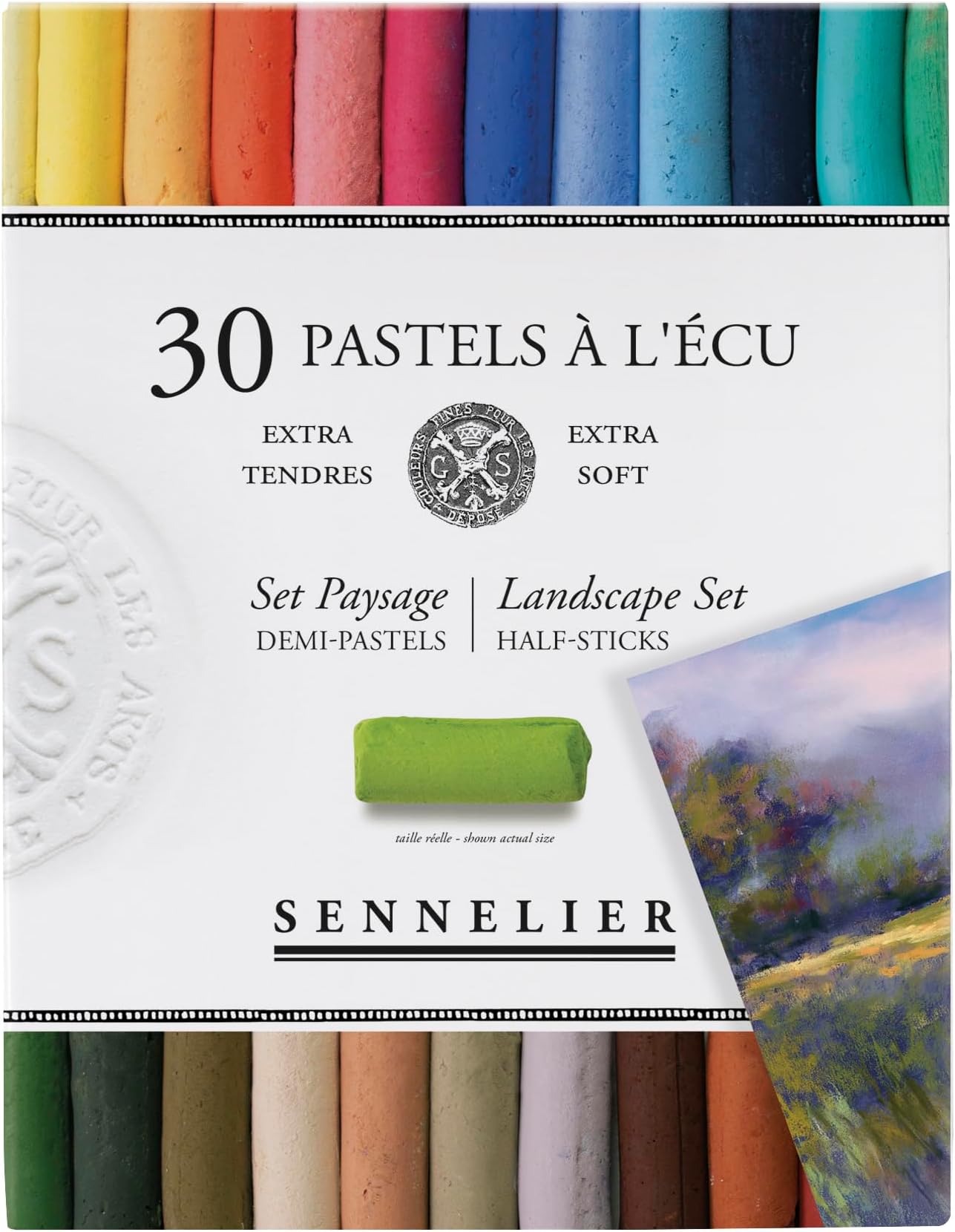 Extra-Soft French Half Pastel Landscape Professional Artist Box Set, 30-Colors