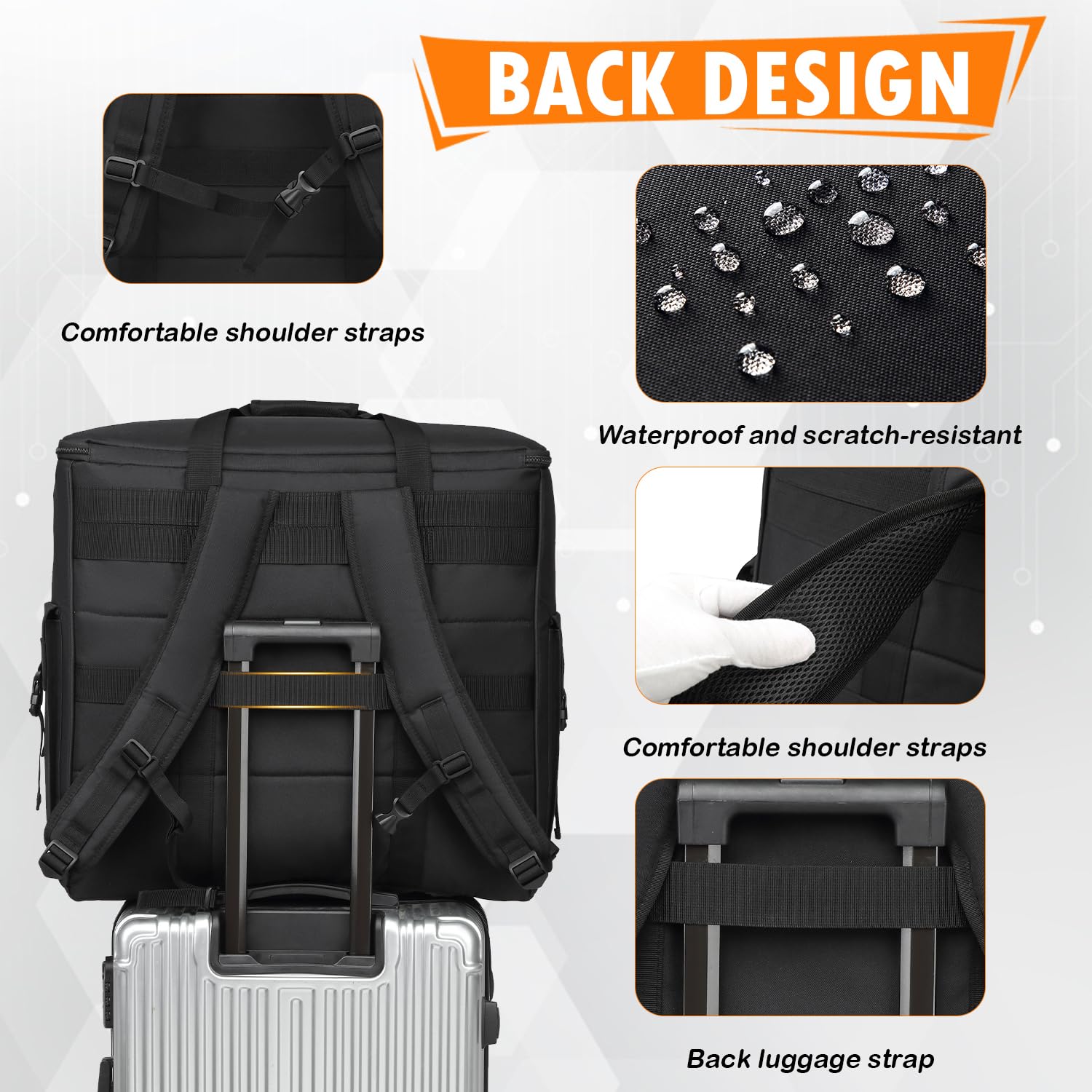 Mochila de torre para videojuegos para computadora ATX de torre completa, bolsa de transporte portátil con correas acolchadas para el hombro, capacidad para CPU de escritorio, teclado, mouse 3