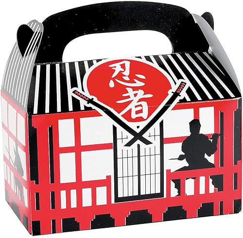 Fun Express Cajas de golosinas Ninja Warrior para cumpleaños, juego de 12 unidades, decoraciones de fiesta de ninja