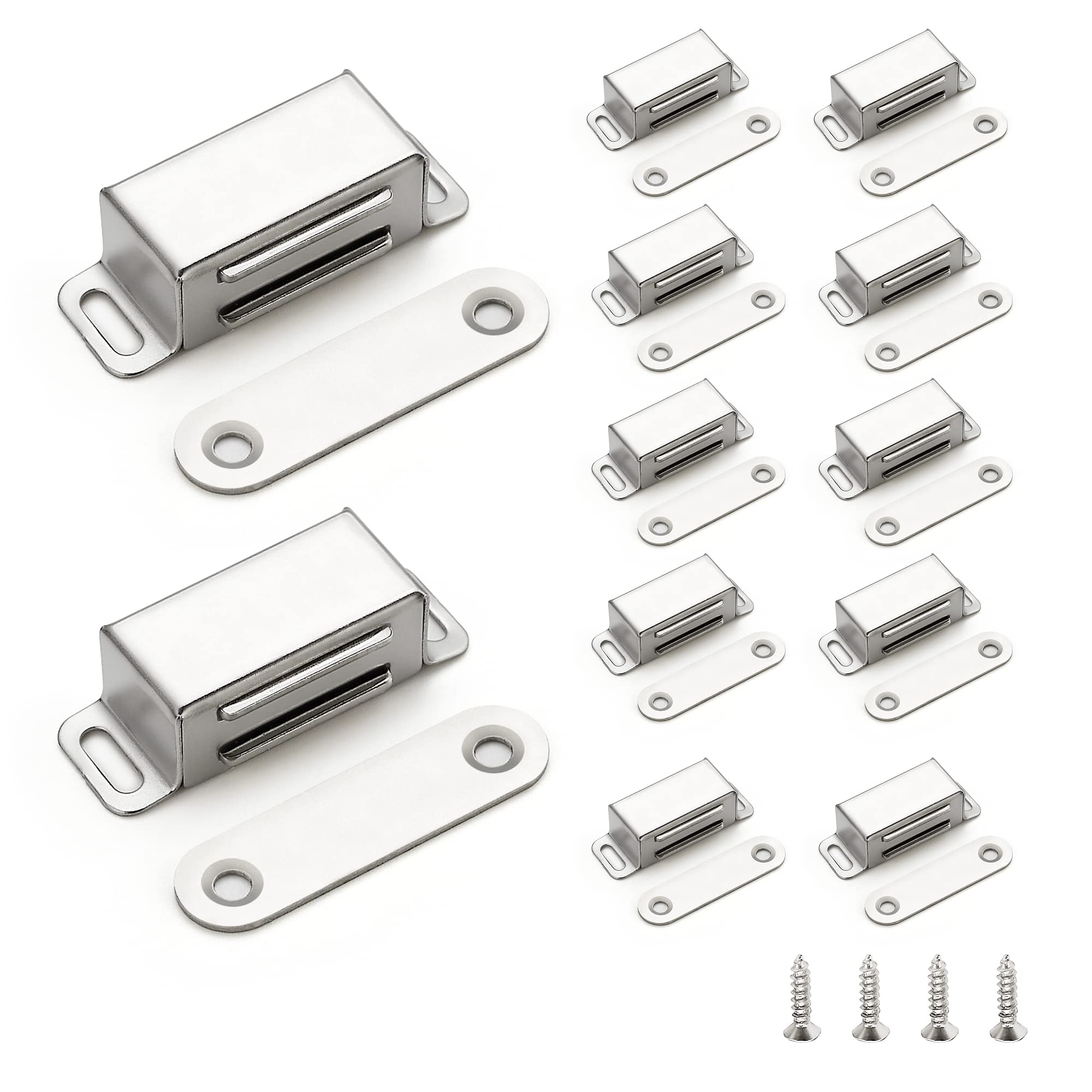 Ravinte Silver Magnetic Door Catch, Brushed Nickel Cabinet Magnets, 12 Pack