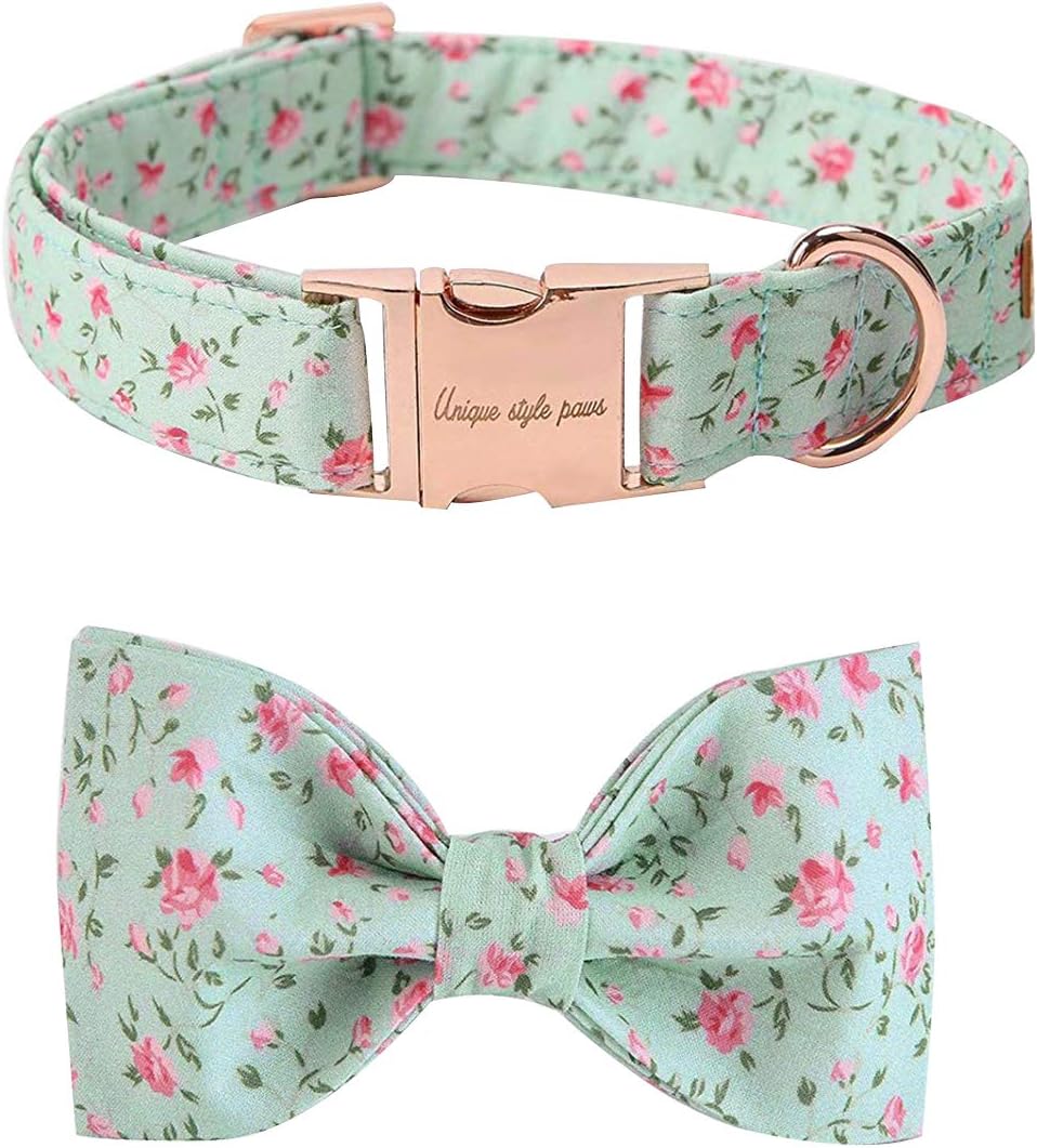 Unique style paws Dog Collar with Detachable Bow tie, Adjustable Dog Collars with Bow for Small Medium Large Dogs or Cats XXS-XL Unique style paws Dog Collar with Detachable Bow tie, Adjustable Dog Collars with Bow for Small Medium Large Dogs or Cats XXS-XL