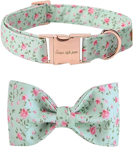 Unique style paws Dog Collar with Detachable Bow tie, Adjustable Dog Collars with Bow for Small Medium Large Dogs or Cats XXS-XL - 1