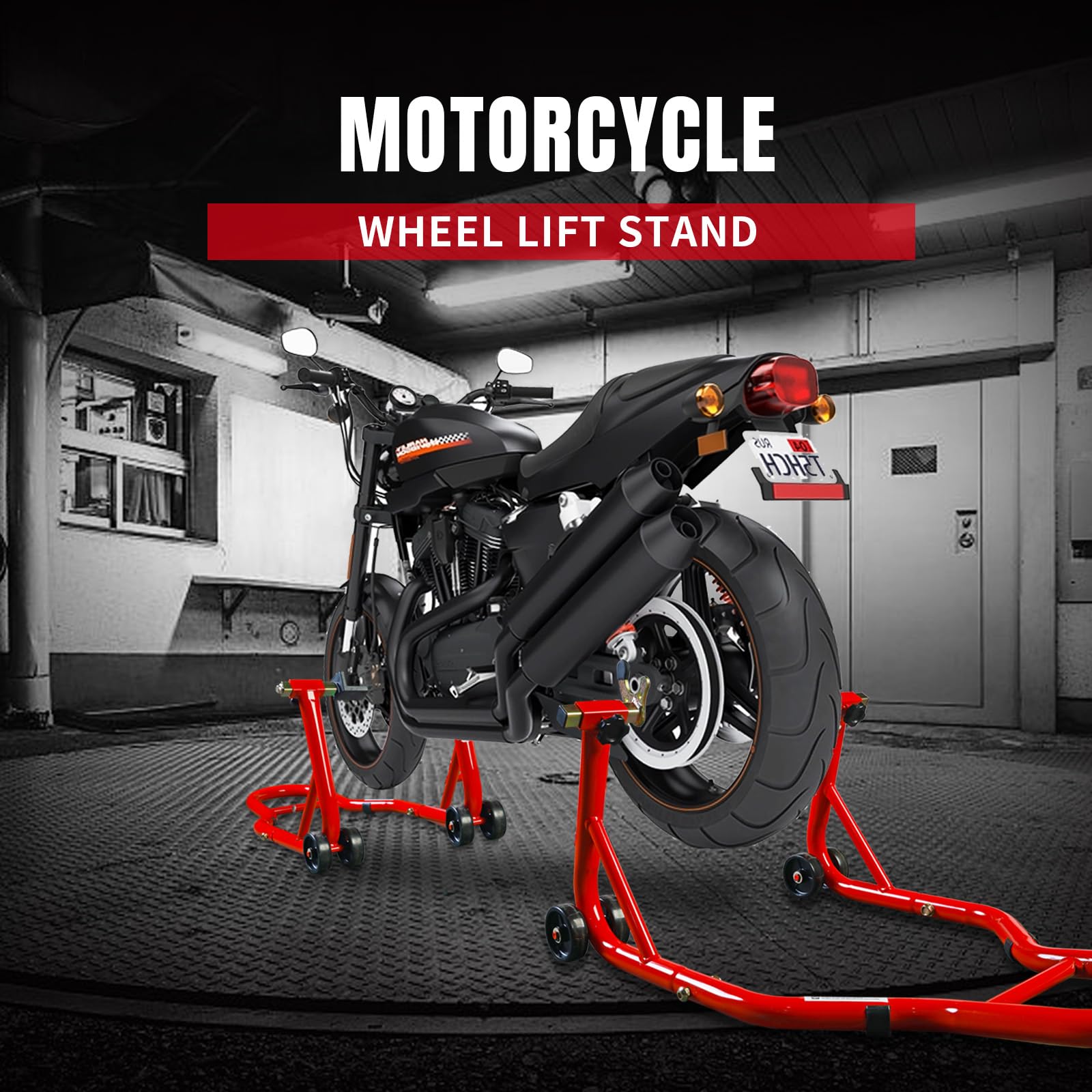 Lot de 2 supports élévateurs universels pour moto, support de levage avant et arrière, support de levage de bras oscillant arrière U+L de 500 kg